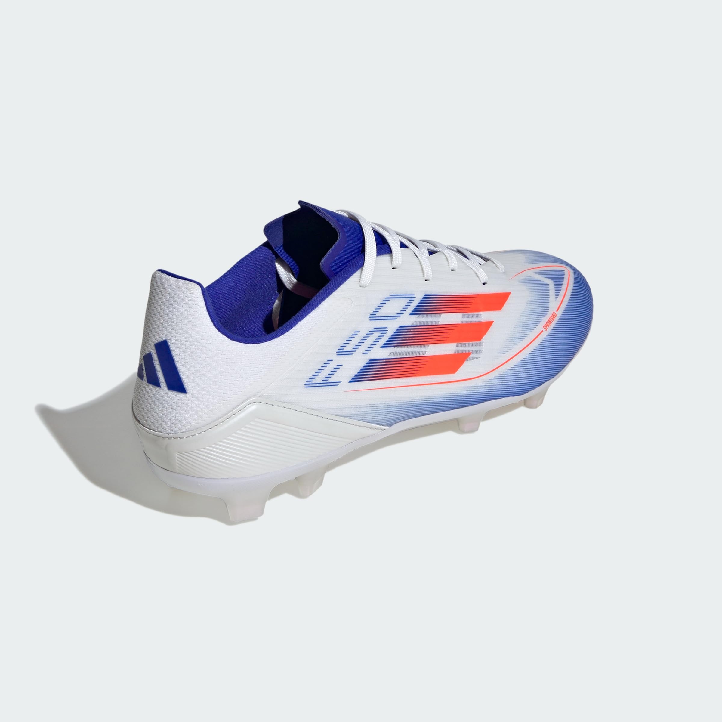 adidas Unisex F50 League Football Boots Firm Ground Sneaker, White/Solar Red/Lucid Blue, 9.5 US Men