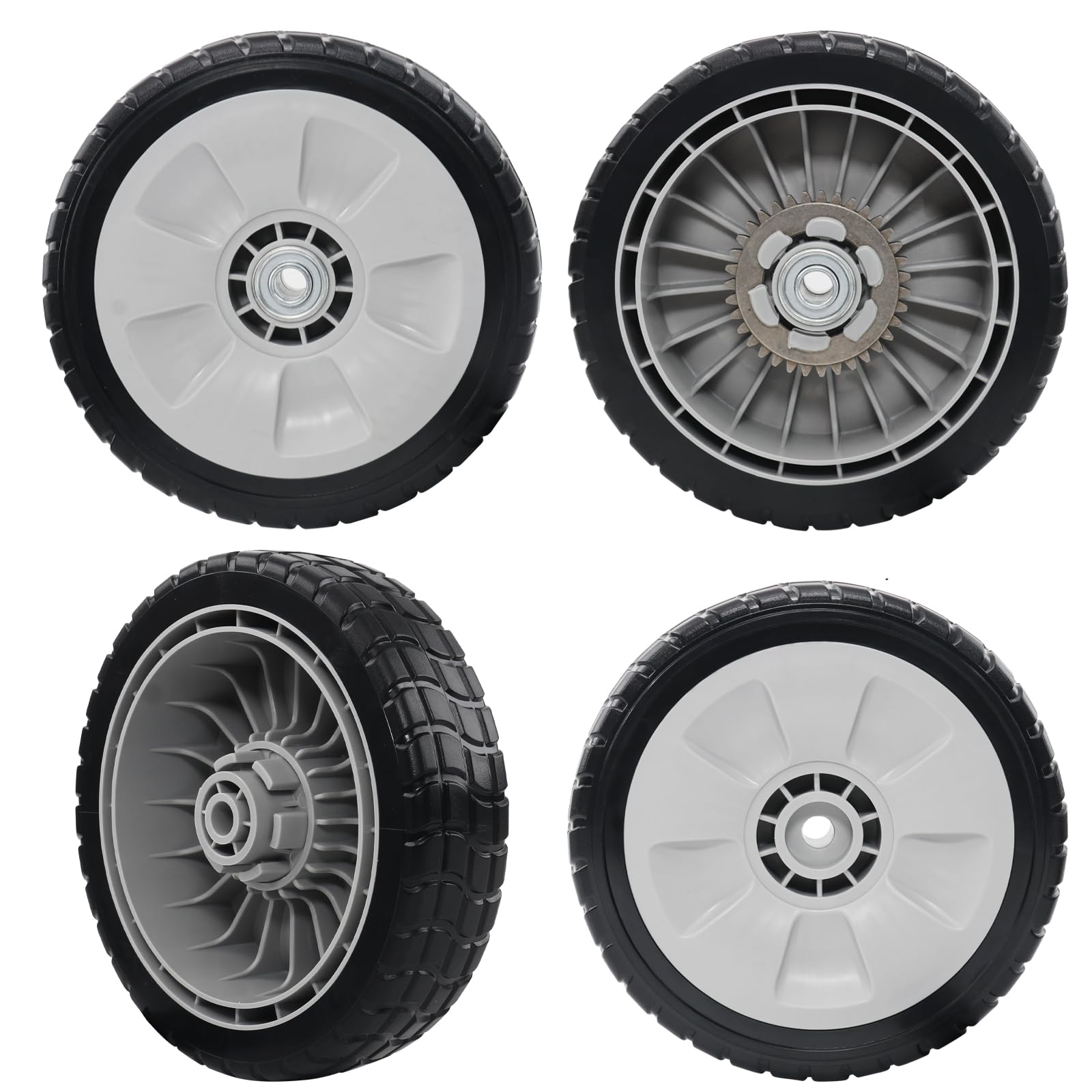 CheeMuii 4 Pack HRR216 Lawn Mower Drive Wheels 2 Rear Wheels 42710-VE2-M02ZE and 2 Front Wheels 44710-VL0-L02ZB Replace for Honda HRR216 HRS216 HRT216 Lawn Mower