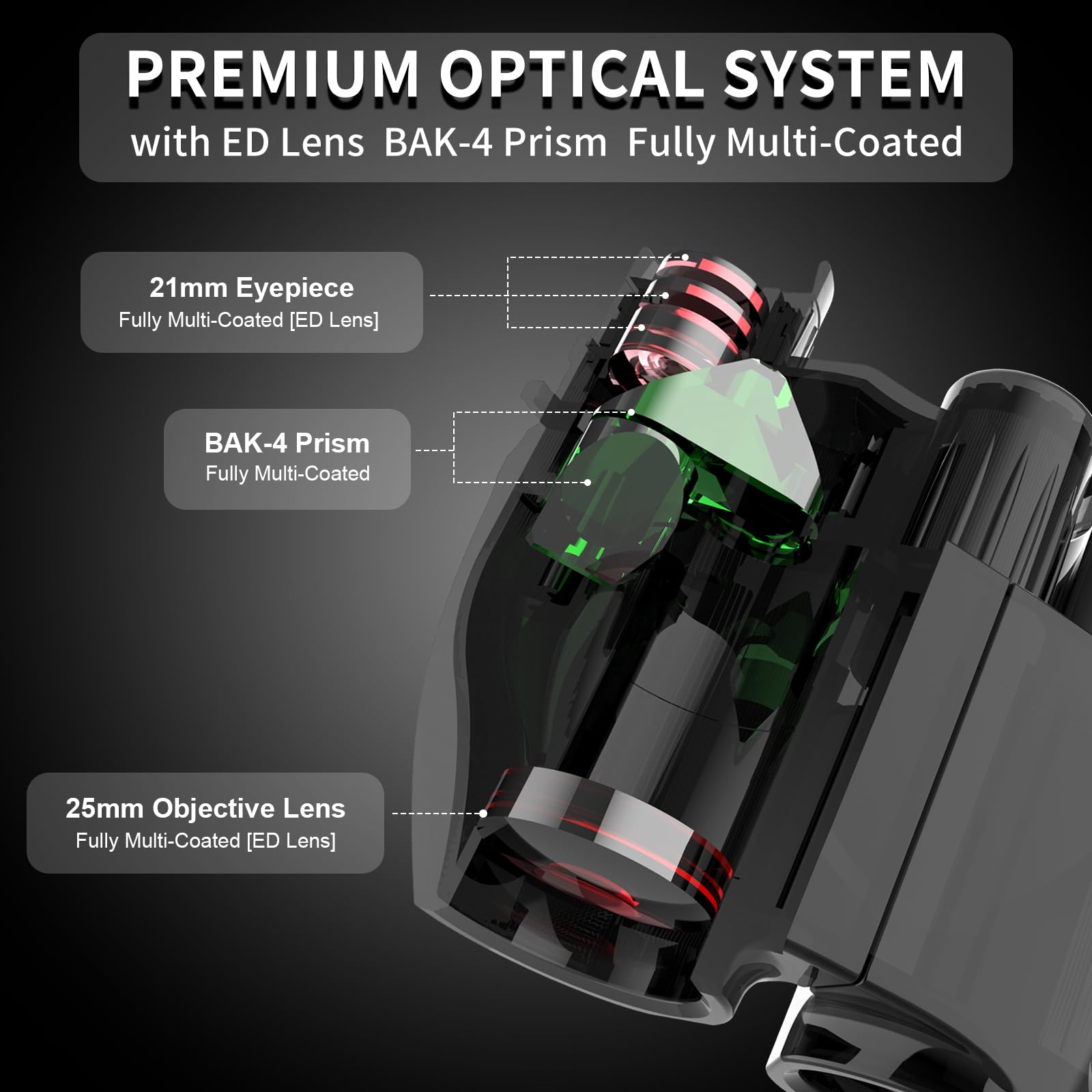 6x25 Compact Binoculars, Mini Pocket Small Portable Size 9.5° Wide Angle Field of View 21mm Large Eyepiece ED Glasses Bak-4 Prism Professional HD for Adults Travel Sports Cruise Birding Opera