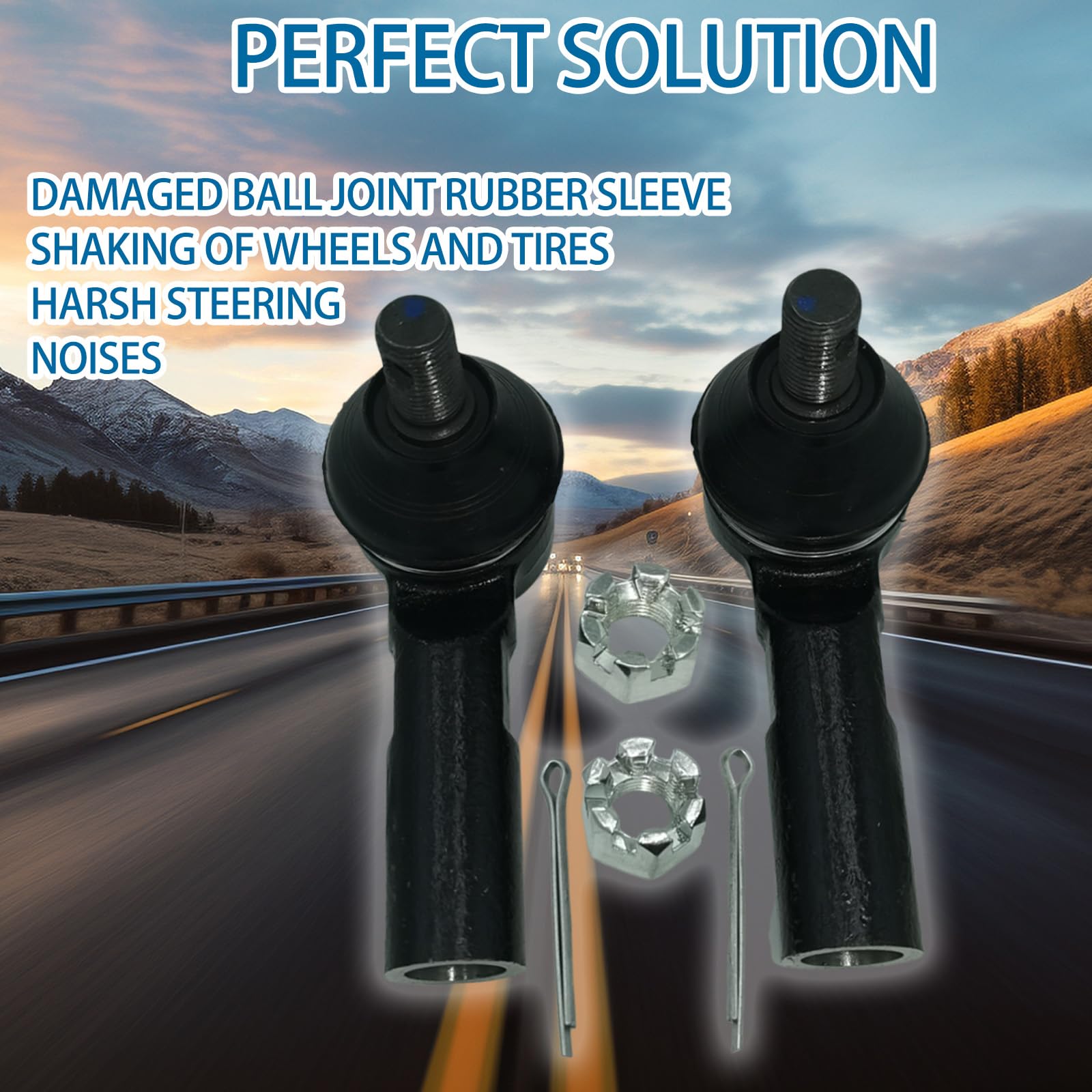XCPMC Front Outer Tie Rod End 2 Pcs Left & Right|Replacement For 1995-2004 Toyota Tacoma|Replace OE#: ES80309 Black