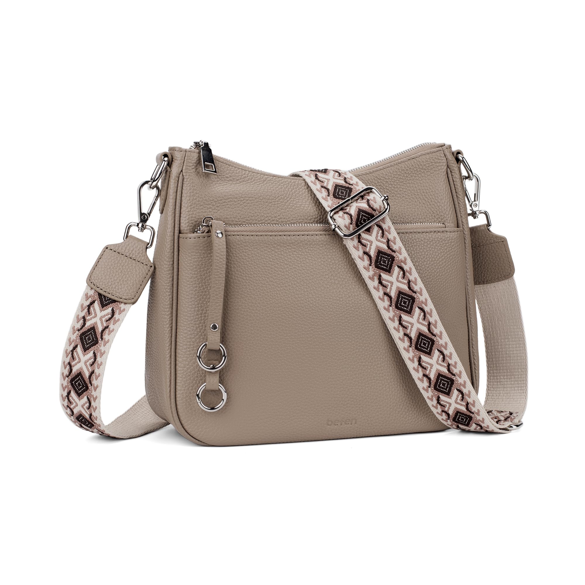 befen Genuine Leather Crossbody bag for Women, Brown Leather Purse Women's Hobo Crossbody Purse Shoulder Handbags with Adjustable Wide Shoulder Strap for Everyday and Travel,Grey