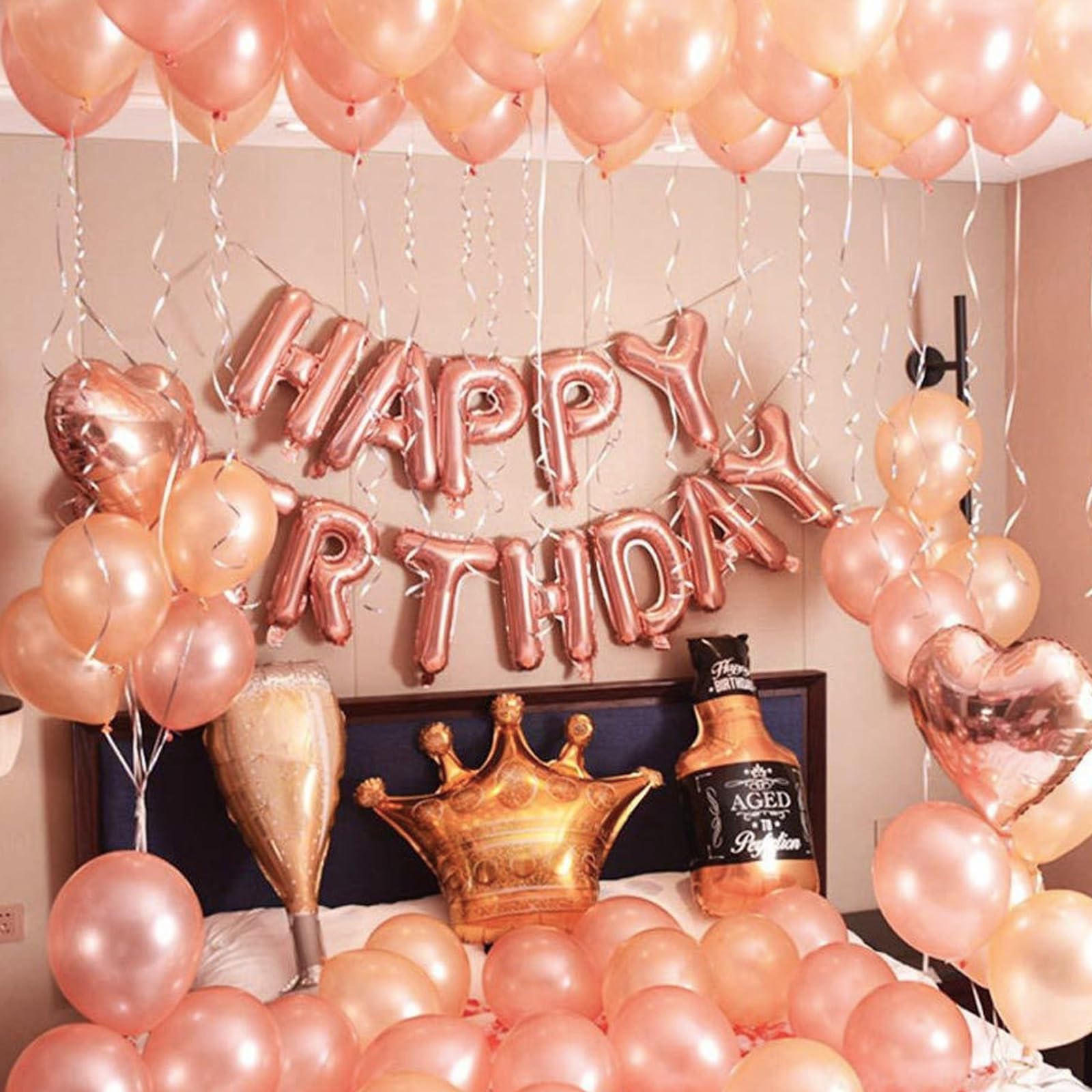 PartyWoo Rose Gold Balloons, 50 pcs 12 Inch Pearl Rose Gold Balloons, Latex Balloons for Balloon Garland Arch as Party Decorations, Birthday Decorations, Wedding Decorations, Rose Gold-Z71