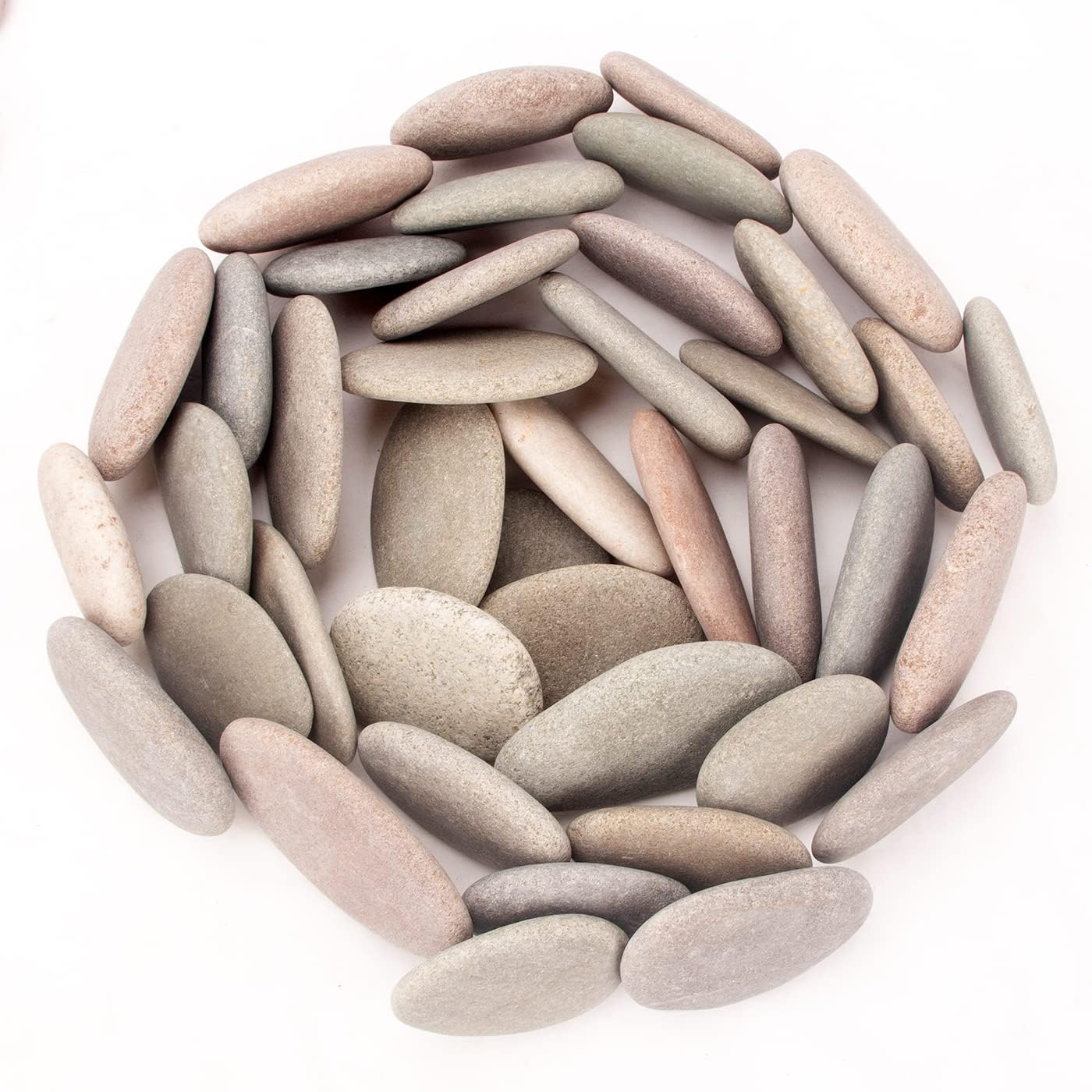 About 92-100 PCS River Rocks, 2"-3.3" Flat Painting Stones, 18 Pounds