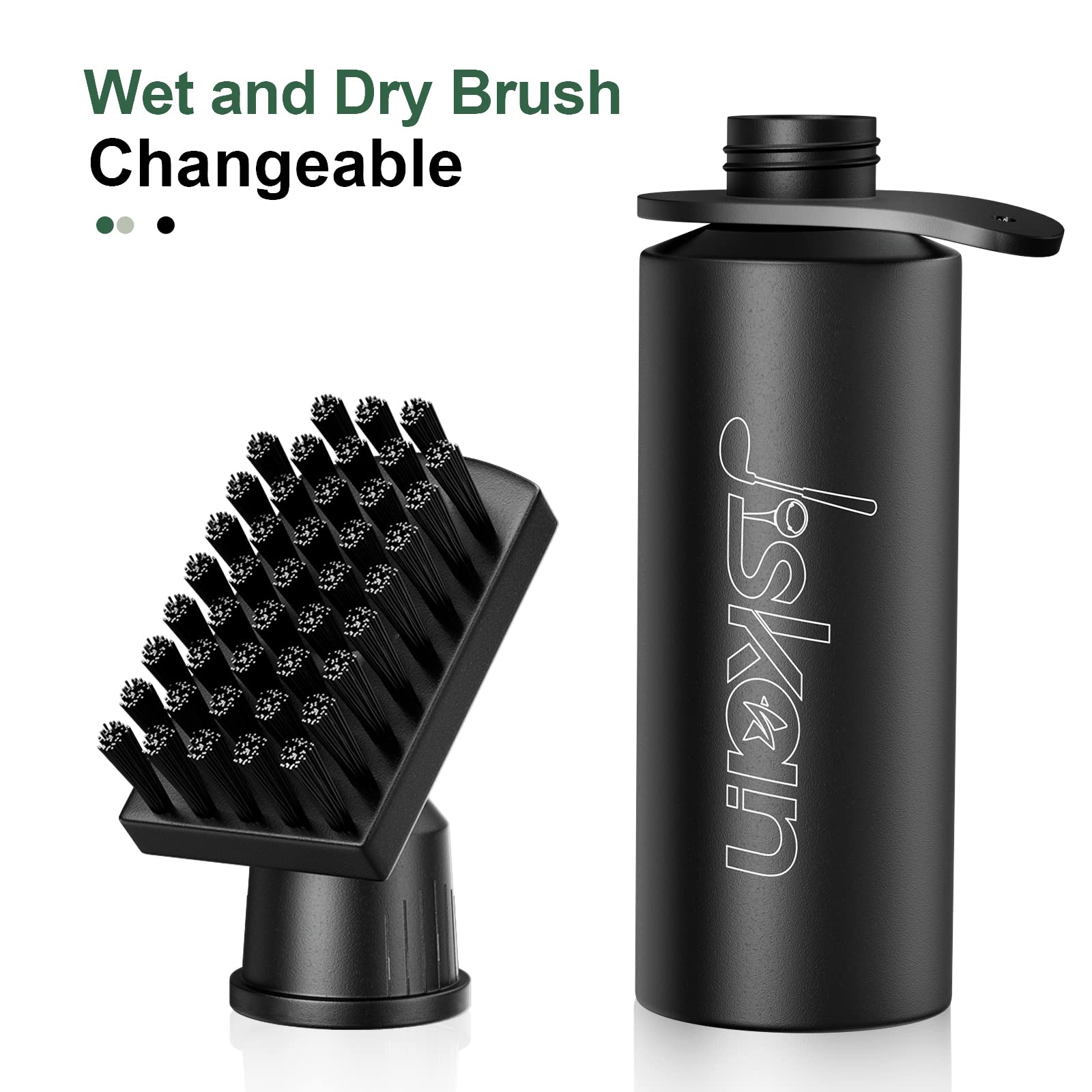 Jiskan 2 Pack Pro Golf Club Cleaner Brush Combo with Squeeze Water Bottle 7.5 Inches Holds 4 Ounces of Water, Essentials Golf Accessories for Men, Best Golf Gifts for Men