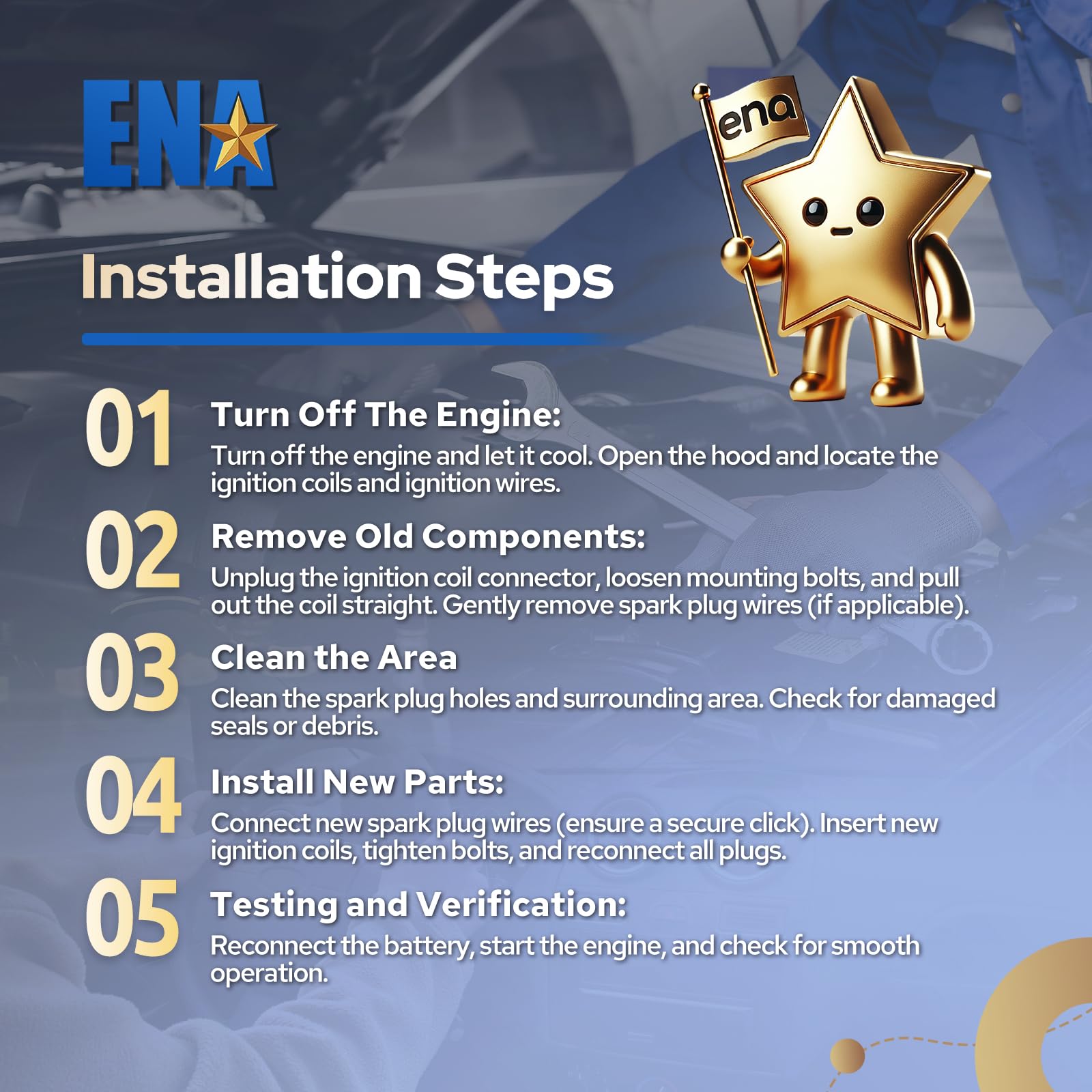 ENA Set of 8 UF413 Ignition Coil with 8mm 748UU Spark Plug Wires Compatible with Cadillac Chevrolet Chevy GMC Canyon Tahoe LaCrosse Escalade Express Savana Silverado SSR Yukon CTS 4.8L 5.3L 6.0L 6.2L