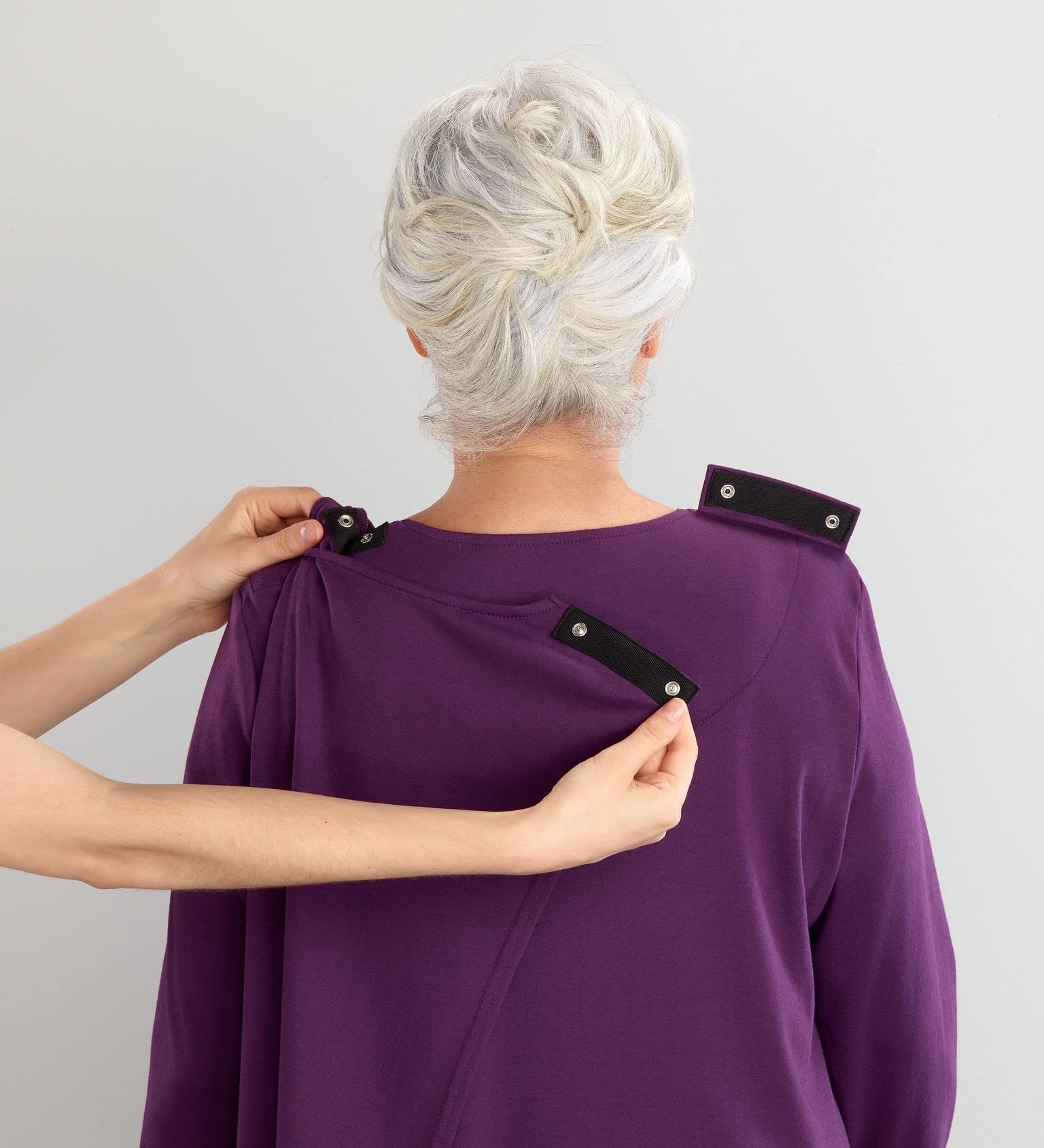 Silverts Hospital Gowns for Women Open Back, Night Gowns for Elderly Women, Adaptive Clothing for Seniors, Hospice Care Supplies, Hospital Robe, Old Lady Dress - Eggplant XL