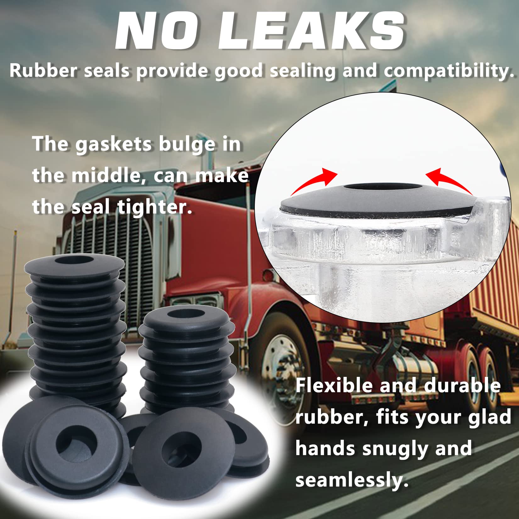 GREPSPUD 100pcs Glad Hand Seals Rubber Truck Gladhand Seals Black Polyurethane Seal Washers Grommets Round Gaskets for Semi Trucks Trailers Tractors, Parts Number 10028