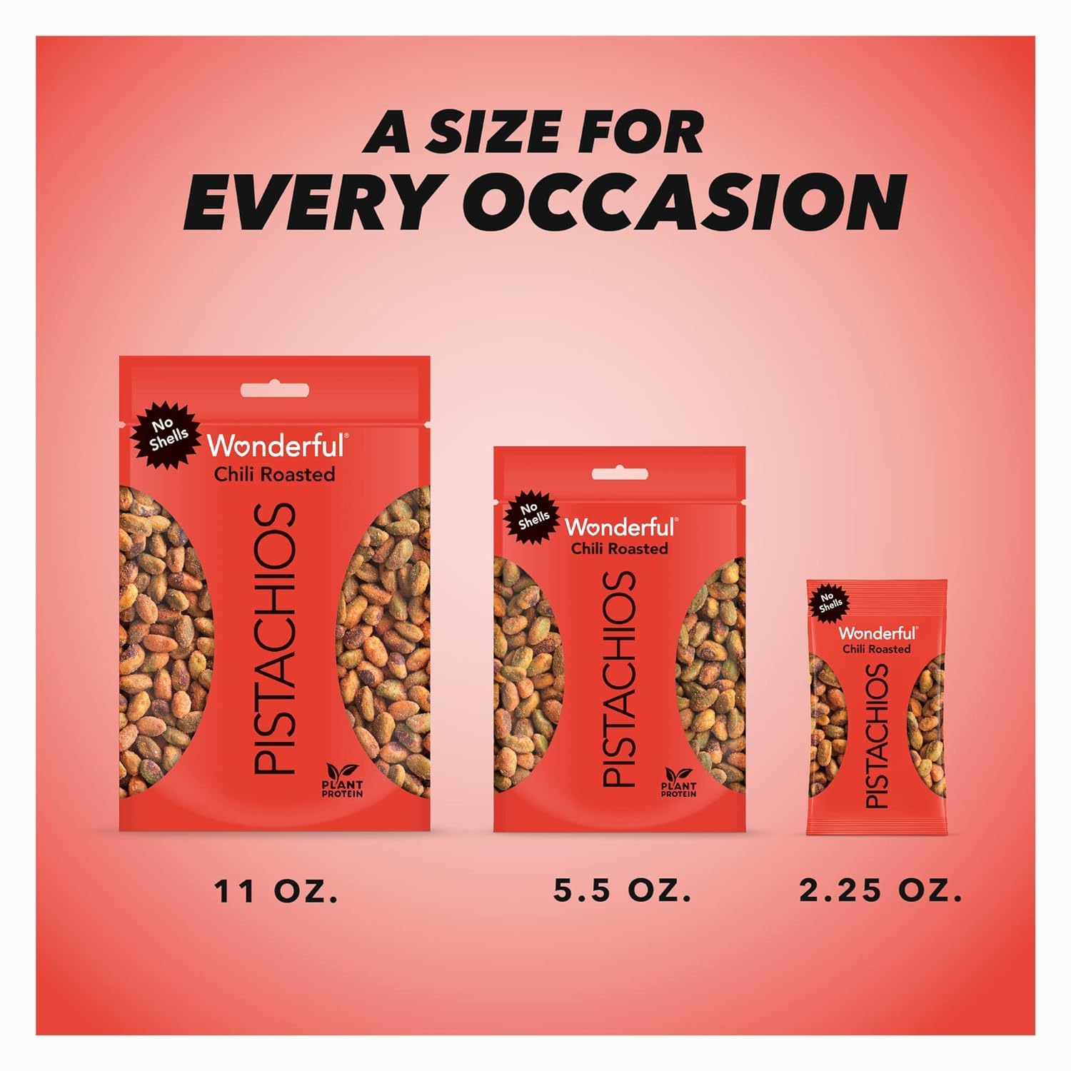 Wonderful Pistachios No Shells, Chili Roasted Nuts, 2.25 Ounce (Pack of 8), Protein Snacks, Gluten Free, Healthy Snack