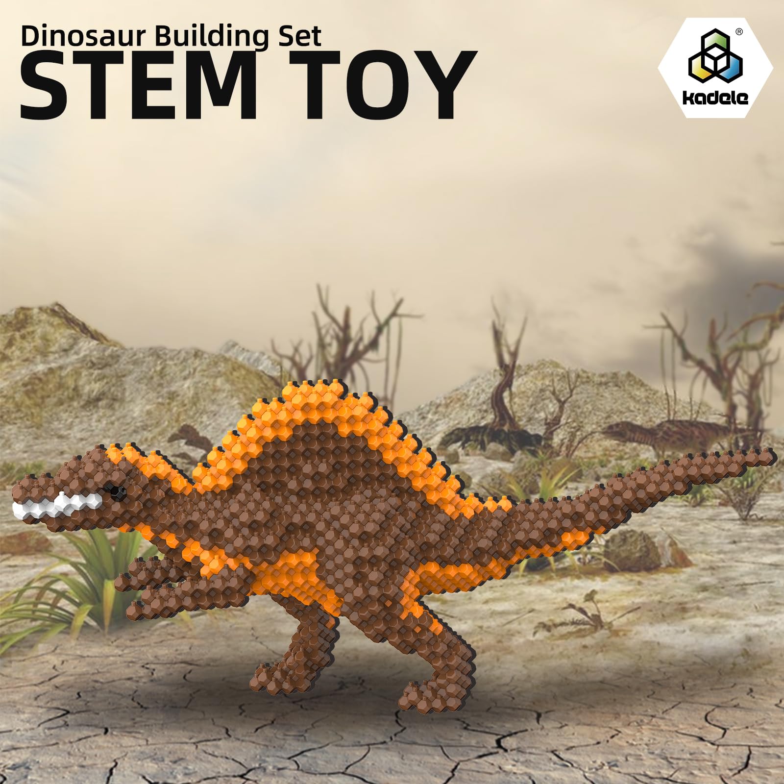 KADELE Fun Dinosaur Building Set 418PCS, Spinosaurus Creative Educational Toys Boys Girls 8+, Animal Figures Building Kit Model Jurassic Dino Blocks Toy Dispaly Present for Kids & Adults