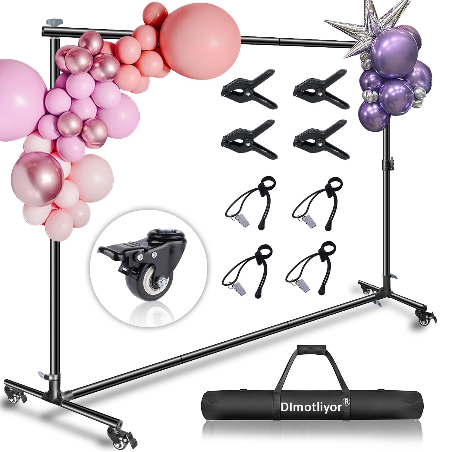 10 * 7ft Backdrop Stand, with Wheels, Adjustable Heavy-Duty Backdrop Stand, Banner Background Stand, Backdrop Support System for Parties Photo Photography