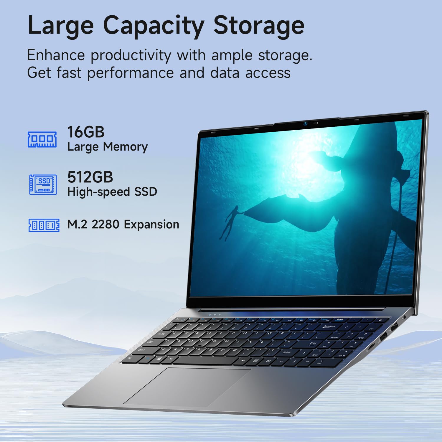 Bmax 15.6" Laptop, 16GB RAM 512GB SSD, Intel N95 Quad-Core Processor(up to 3.4GHz), 15.6" FHD IPS Display, Window 11 Laptop, HDMI, WiFi 5, BT 5.0, USB3.0, Long Battery Life, Light&Thin Gaming Laptop
