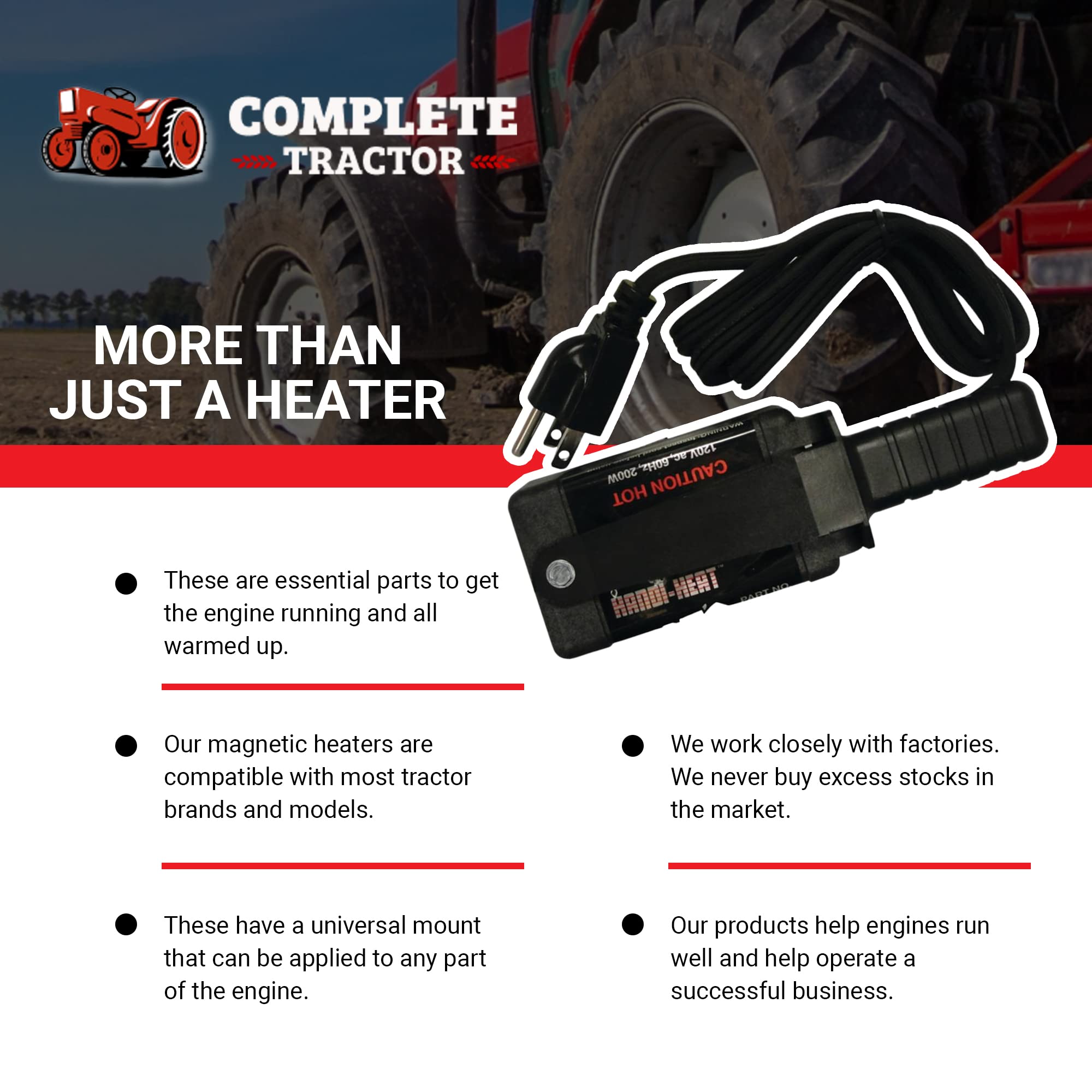 Complete Tractor 3009-1000 Magnetic Heater 200 Watt 110V 300-400 Degrees- 8 Sq. Inch Surface