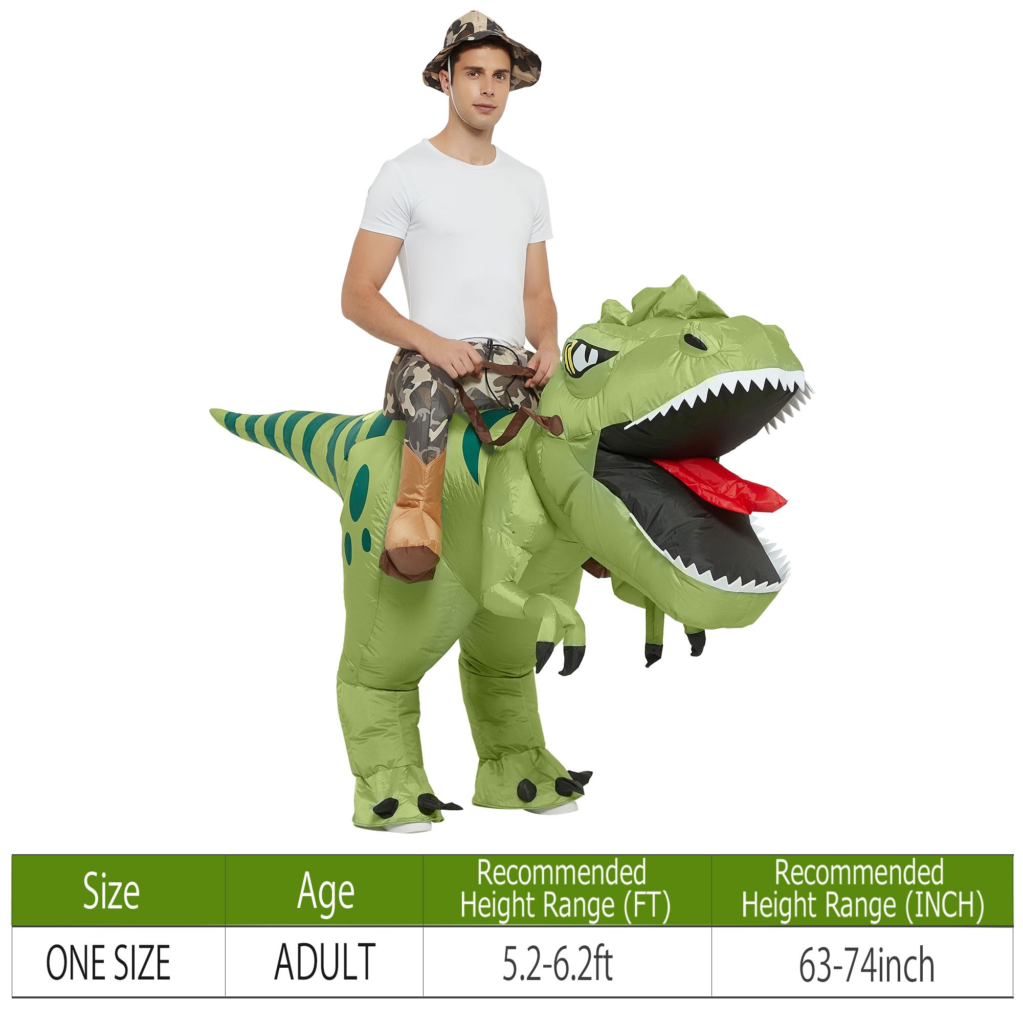 One Casa Inflatable Dinosaur Costume Riding T Rex Air Blow up Funny Fancy Dress Party Halloween Costume for Adult