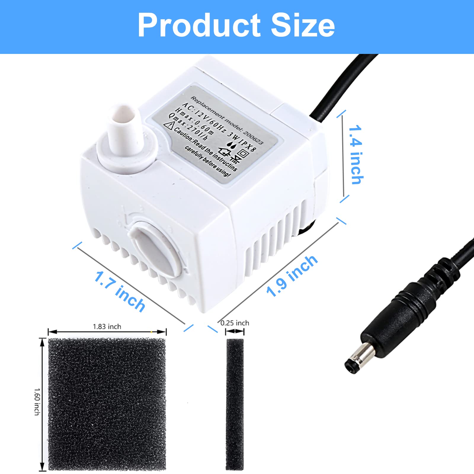 Aero-Garden Pump with 10 Filters, 200623 Pump Fit for Harvest Elite, Bounty, Farm, Extra, Ultra Hydroponics System (2Pack)