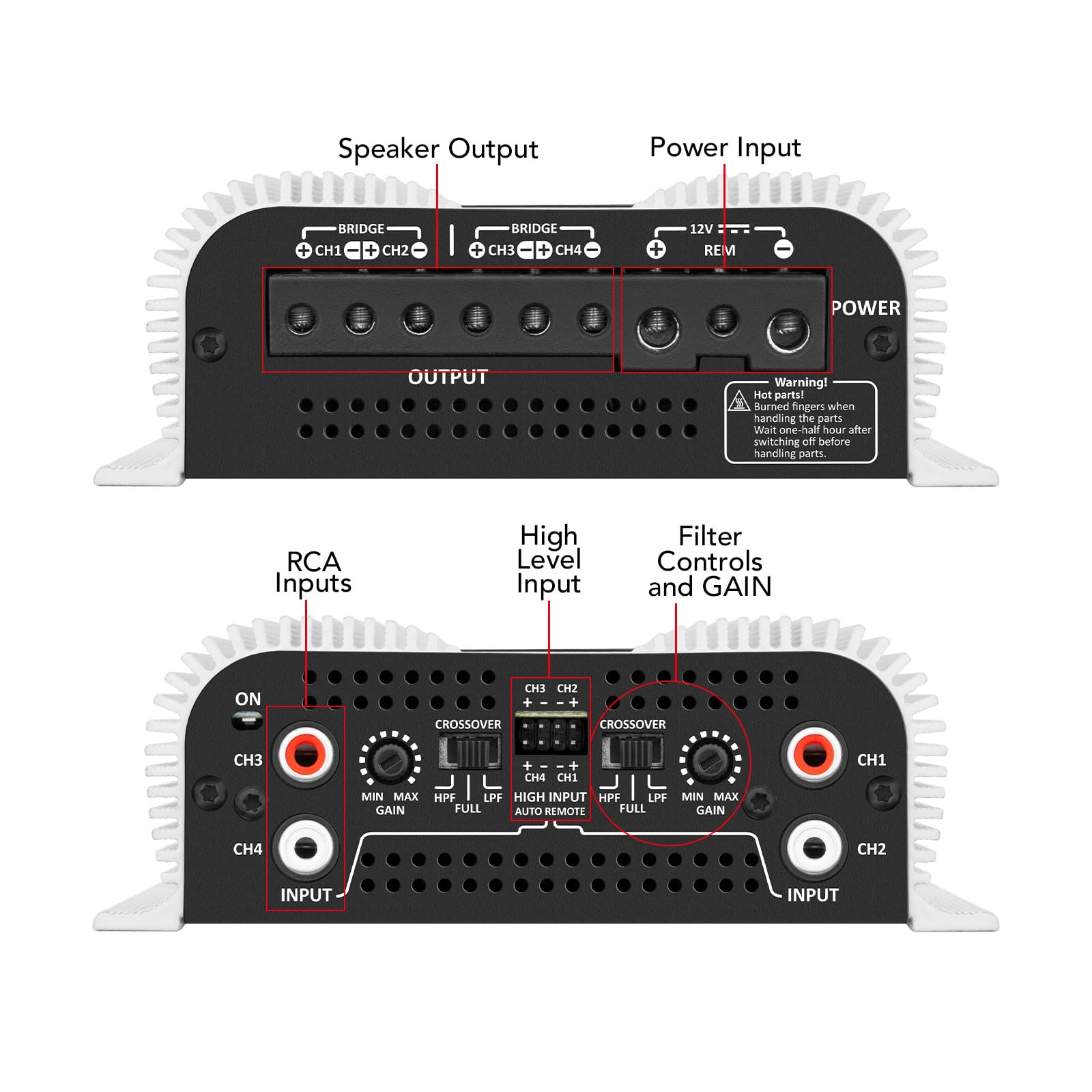 Taramps DS 440x4 2 Ohms Multichannel Amplifier 440 Watts Rms 110x4 Watts Full Range Crossover Fixed Rca/High Level Input 4 Channels Car Audio, Class D