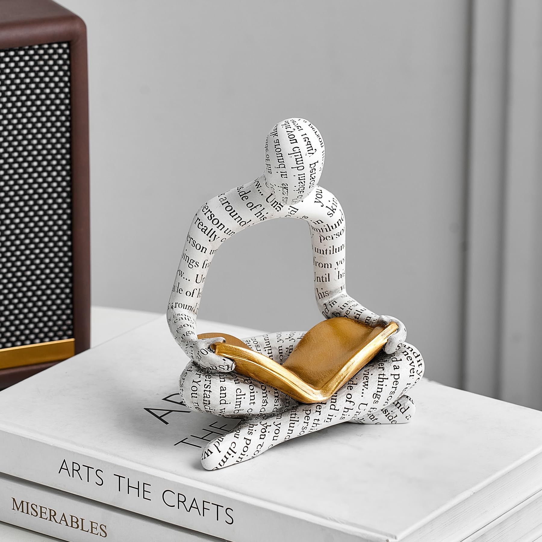 XGZY Abstract Thinker Reading Statue: Aesthetic Sculpture Room Decor Modern Decoration for Shelf Table Desk Living Room Office Bedroom