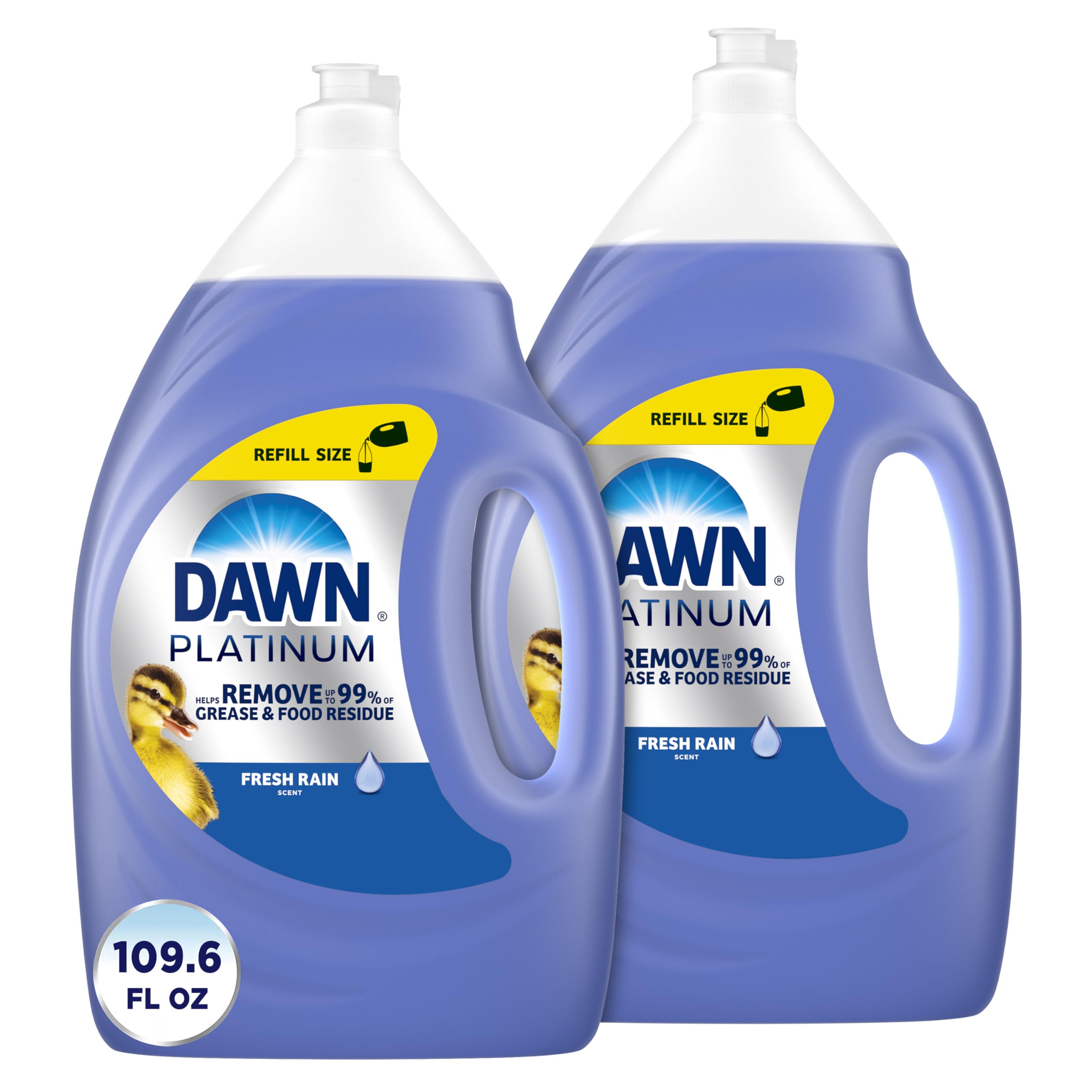 Dawn Platinum Dish Soap Liquid, Dishwashing Liquid, Dish Detergent Liquid, Refreshing Rain Scent, 54.8 fl oz (Pack of 2)