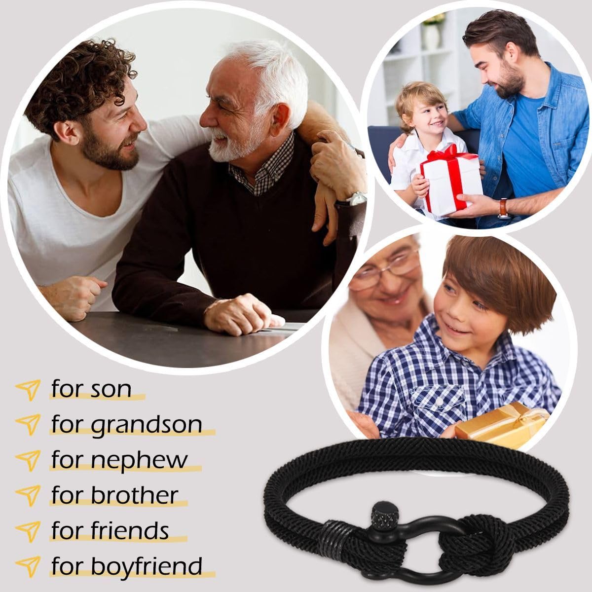 Leyung to My Grandson Bracelet Gifts from Grandma Grandpa, Birthday Graduation Easter Christmas Stocking Stuffer Valentines Day Gifts for Teen Teenage Boys
