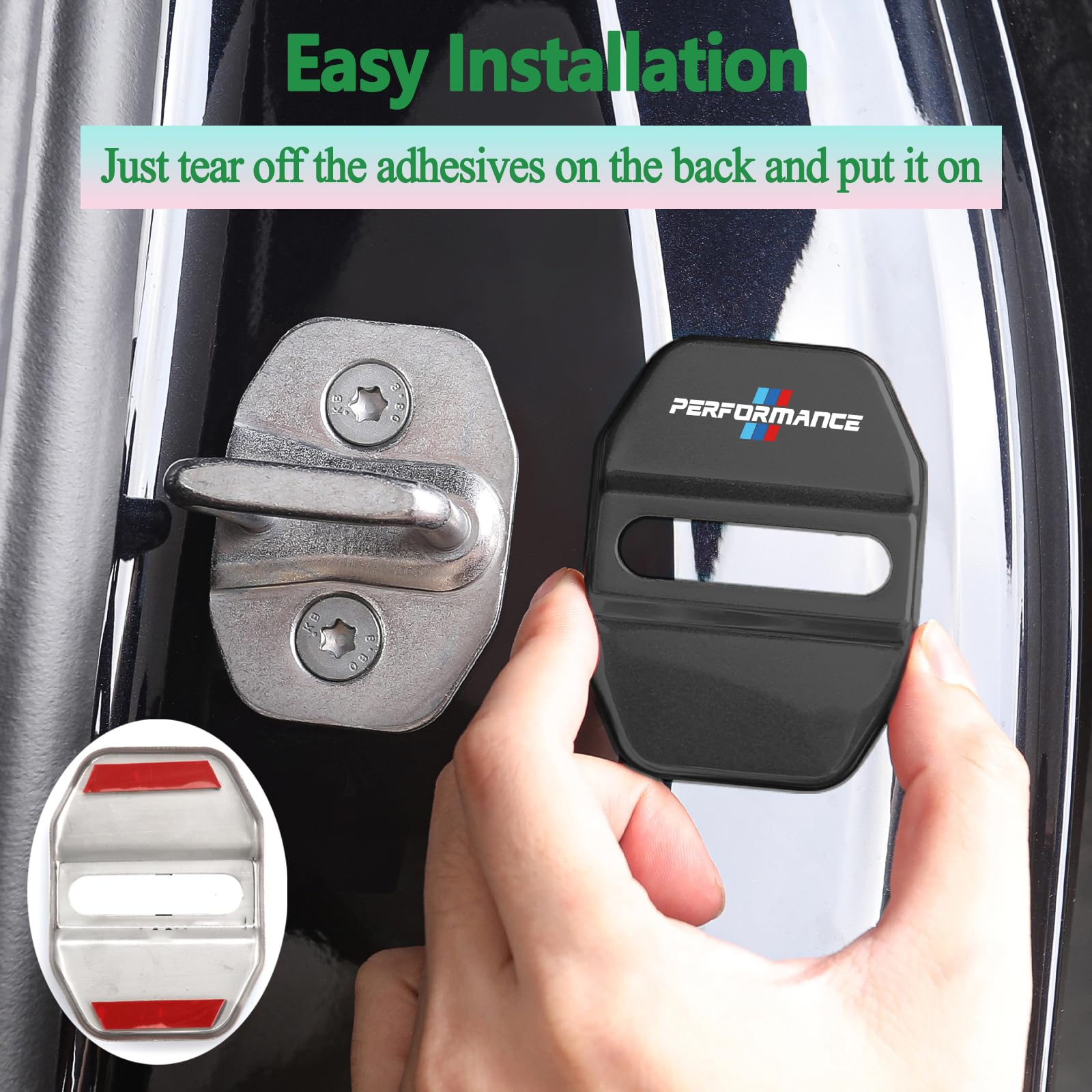 Speechn Car Door Lock Latches Cover Protector Replacement for BMW Car Accessories 1 2 5 6 7Series X1 X3 X5 X6 F15 F20 F45 G01 G02 G20 G30(4Pcs Black