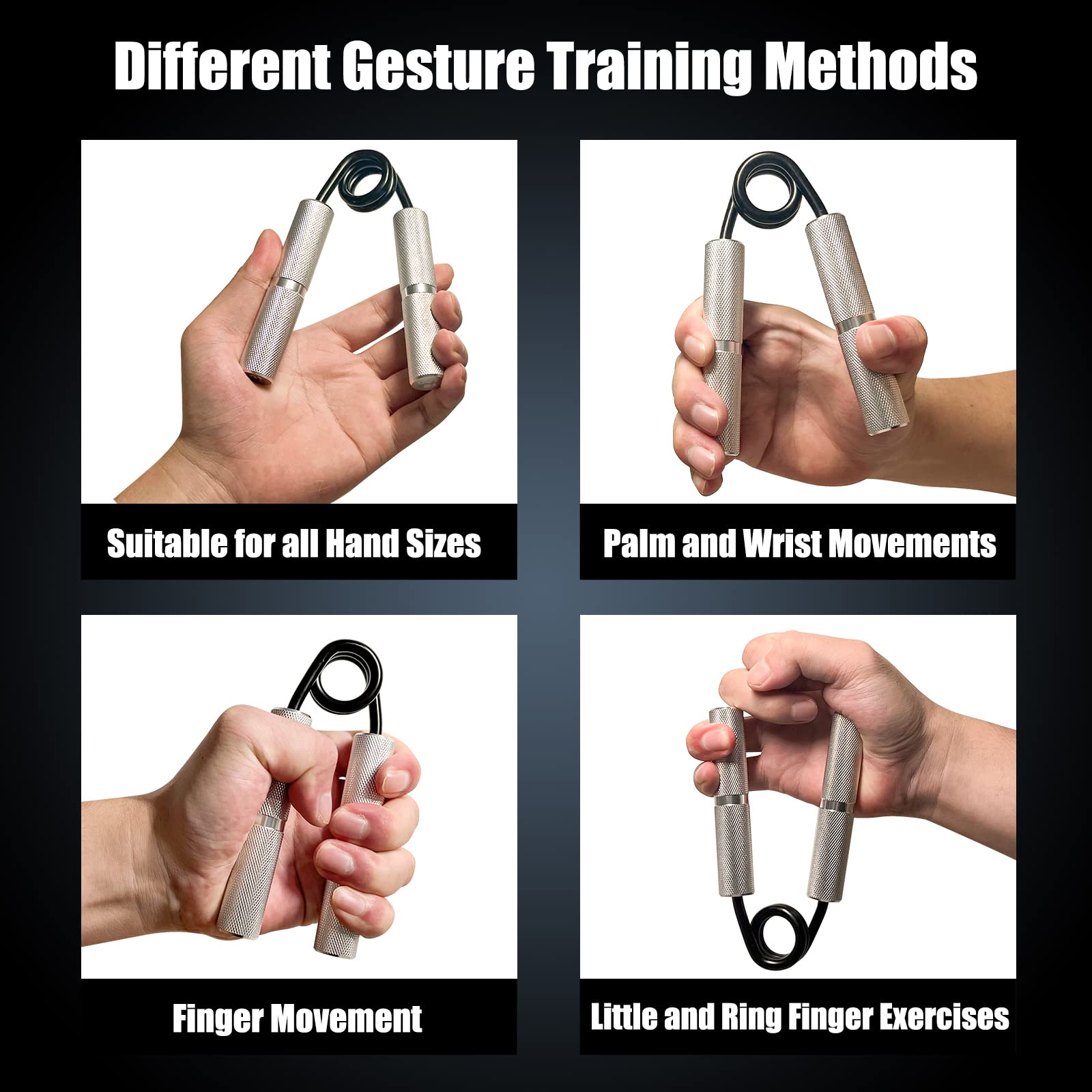 Oblitor Grip Strength Trainer 4 Pack,50LB-200LB Hand Exerciser Gripper Forearm Finger Strengthener Non-Slip Suitable for Hand Rehabilitation Finger Strength Training, Muscle Building, Home Gym