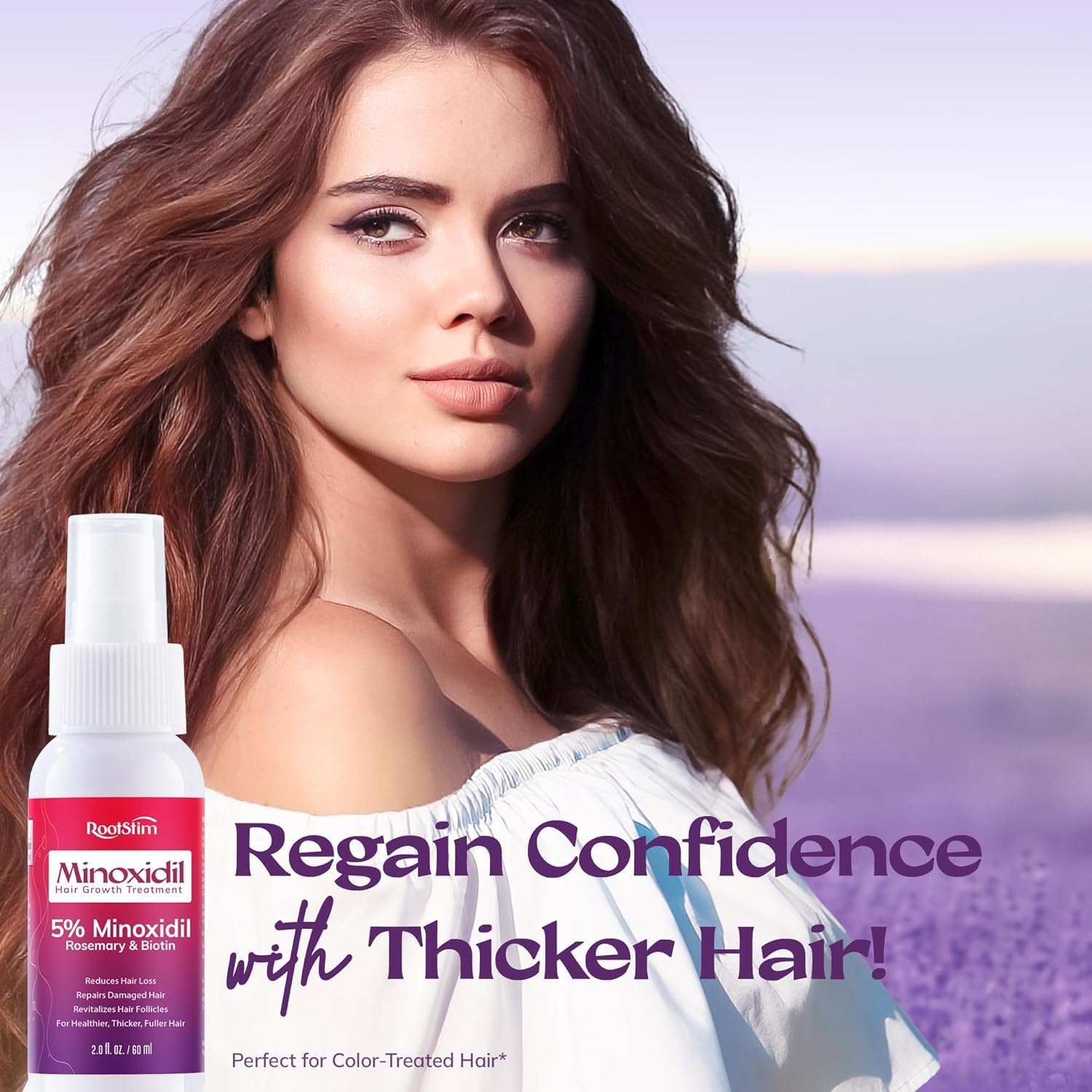 5% Minoxidil Spray for Women Hair Growth: RootStim Extra Strength Hair Regrowth Treatment with Biotin, Caffeine & Peptides for Thinning Hair, Fuller & Healthier Hair - 2 Fl Oz