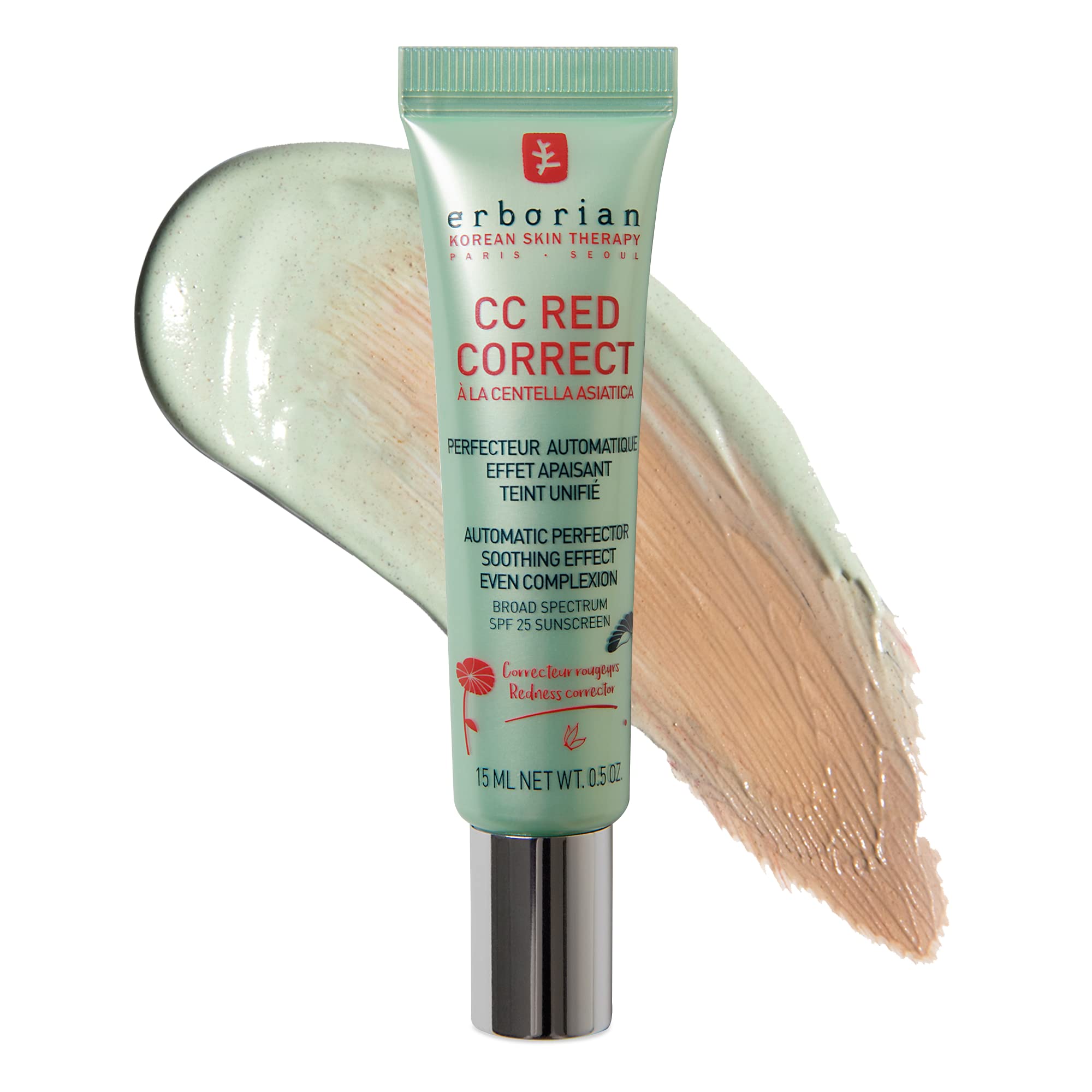 CC Red Correct – Skincare-First Green Color Corrector with Centella Asiatica, Illuminating Green Color Corrector with Redness Coverage and SPF 25 - Soothes & Hydrates - Cica, Korean Skincare - 0.5 Oz