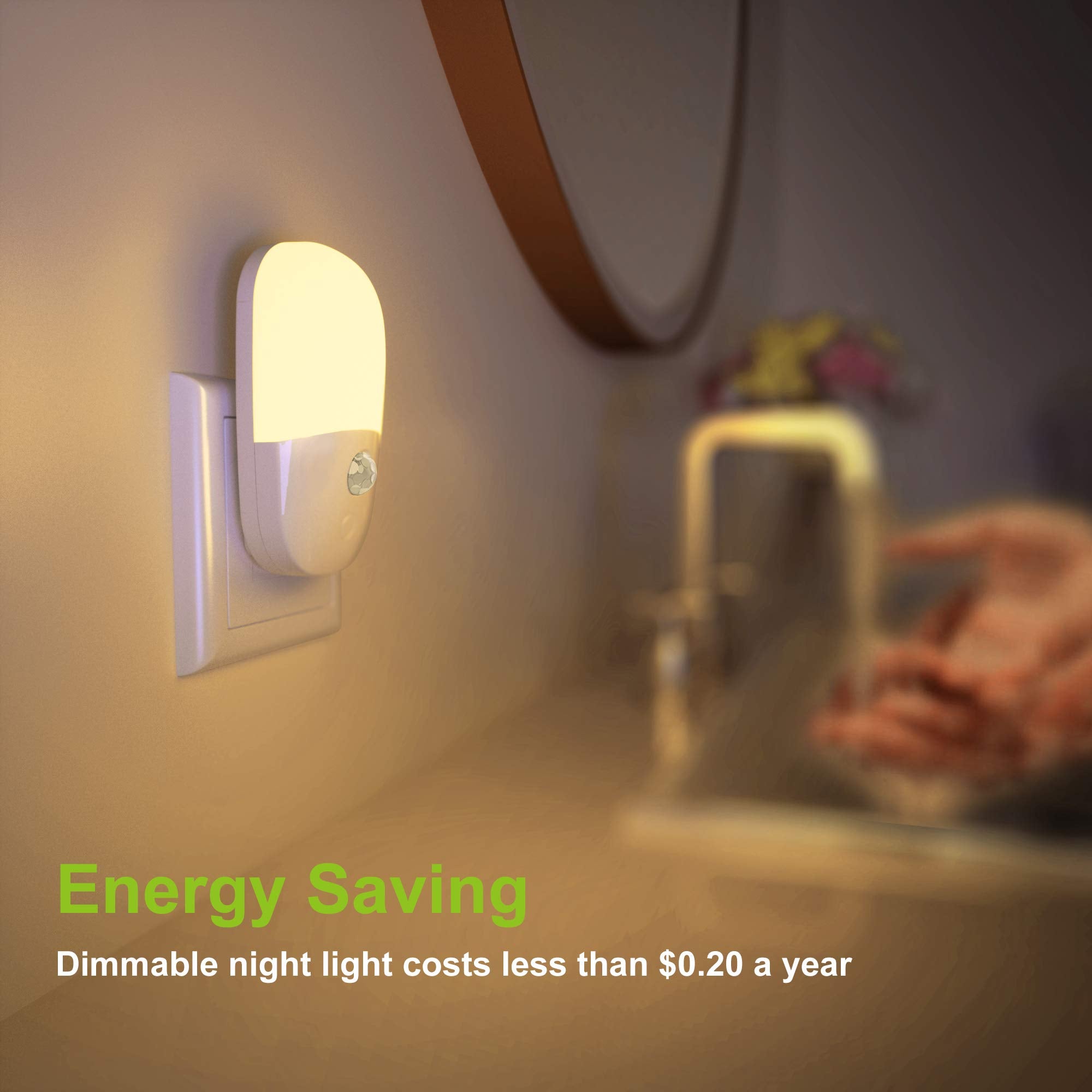 MAZ-TEK Plug in Motion Sensor Dimmable Night Light, Soft Warm White LED Nightlight with Dusk to Dawn Motion Sensor, Adjustable Brightness for Bedroom, Bathroom, Kitchen, Hallway, Stairs,4 Pack