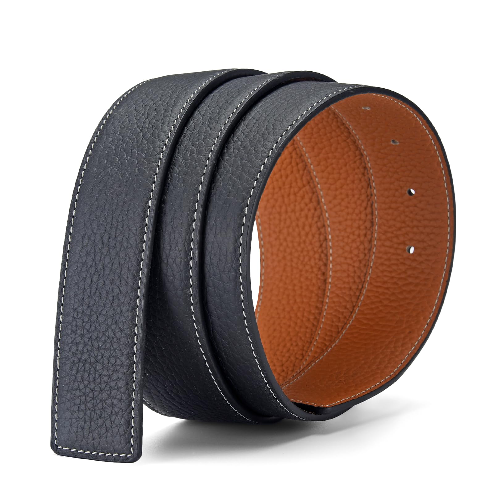 MACBORO Men's Reversible Leather Belt Without Buckle Replacement Belt Strap 1.5"/38mm Wide