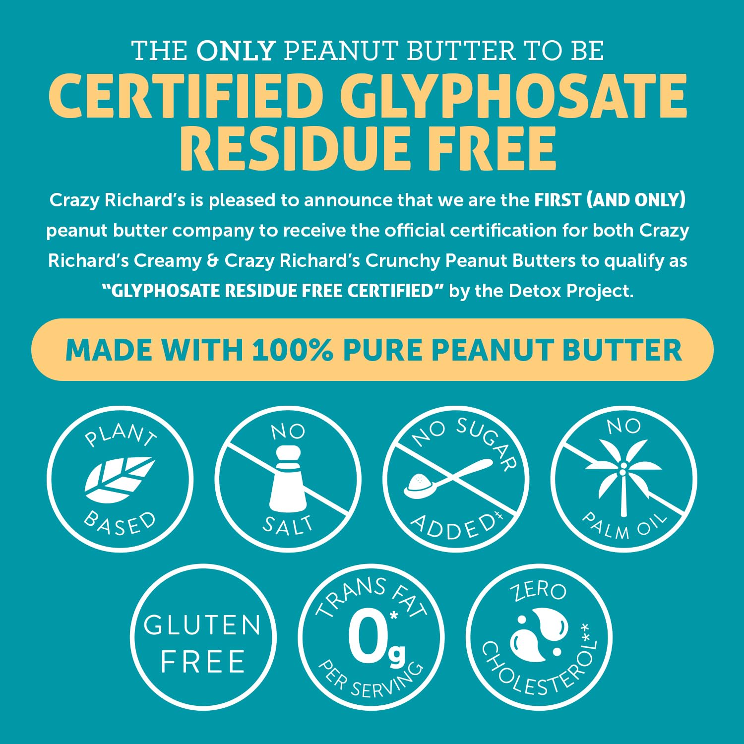 Crazy Richard's 100% All-Natural Creamy Vegan Peanut Butter with No Added Sugar and Non-GMO (16 Ounce, Pack of 4)