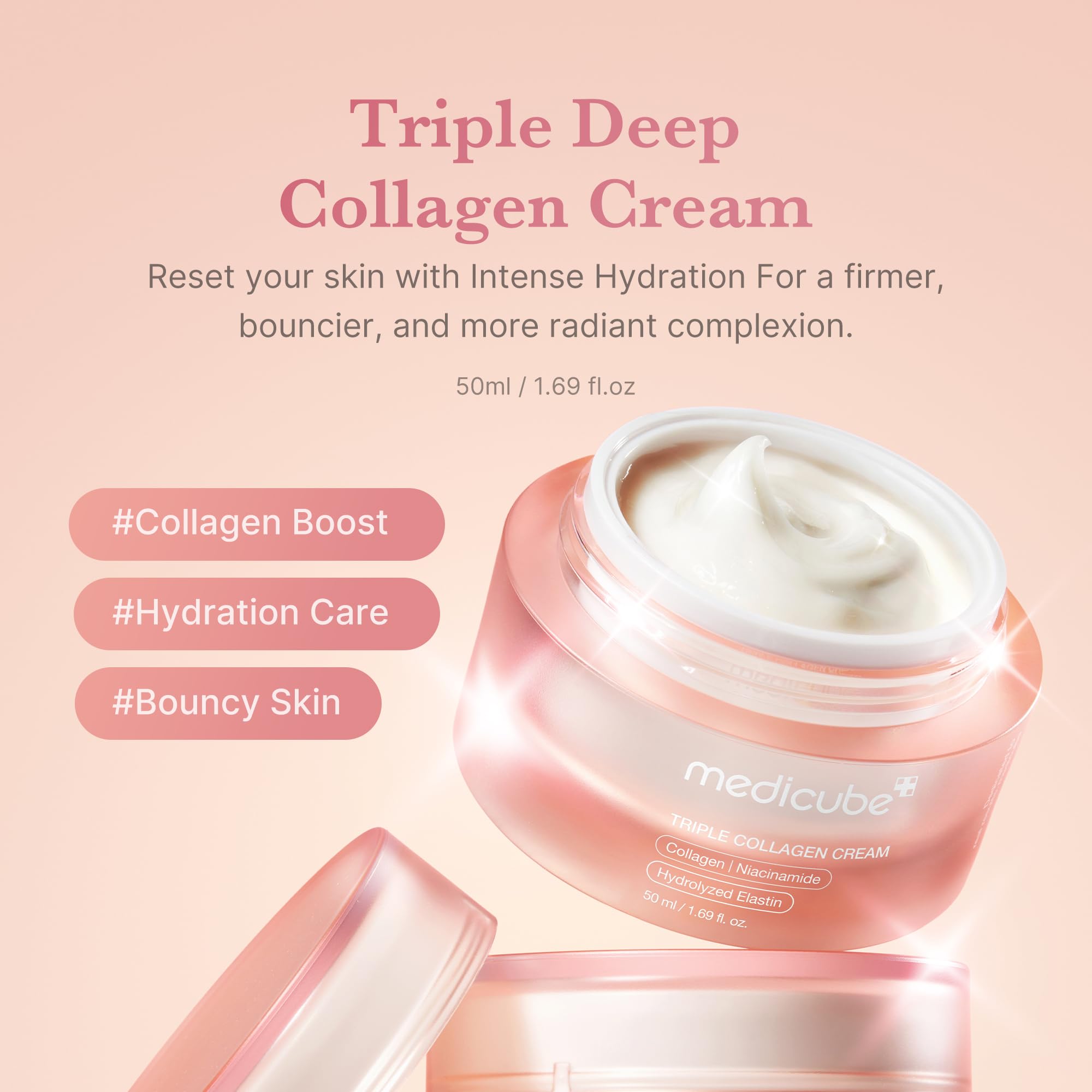 medicube Triple Collagen Prep and Glow Duo: Triple Collagen Cream and Triple Collagen Toner | Hyaluronic Acid, Premium Elastin for Boosting Skin's Moisture Barrier | Korean Skin Care
