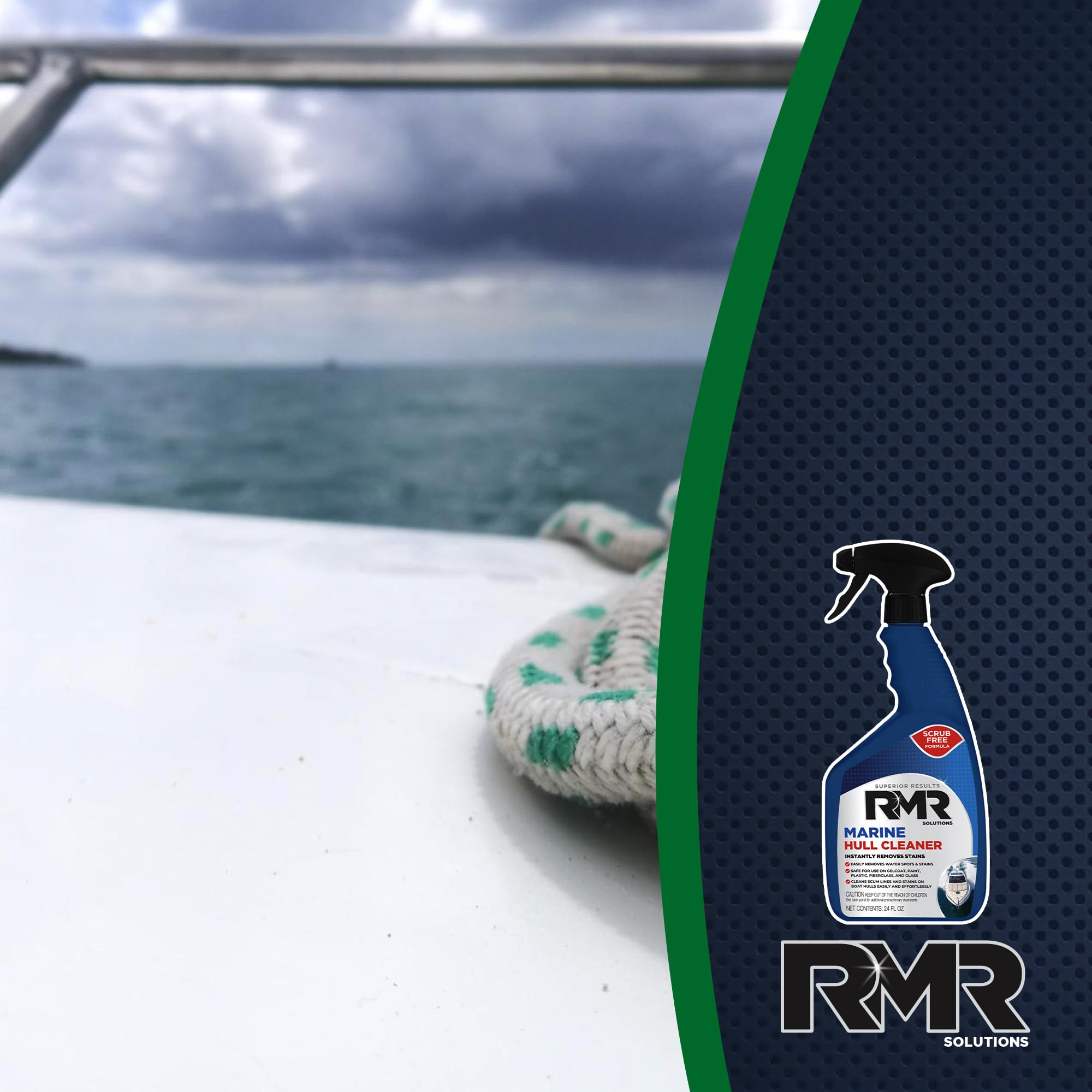 RMR Marine Hull Cleaner, Heavy Duty Boat Wash for Cleaning Slimy & Grimy Surfaces, Rust, Stain, & Water Spot Remover, 24 Ounce Spray