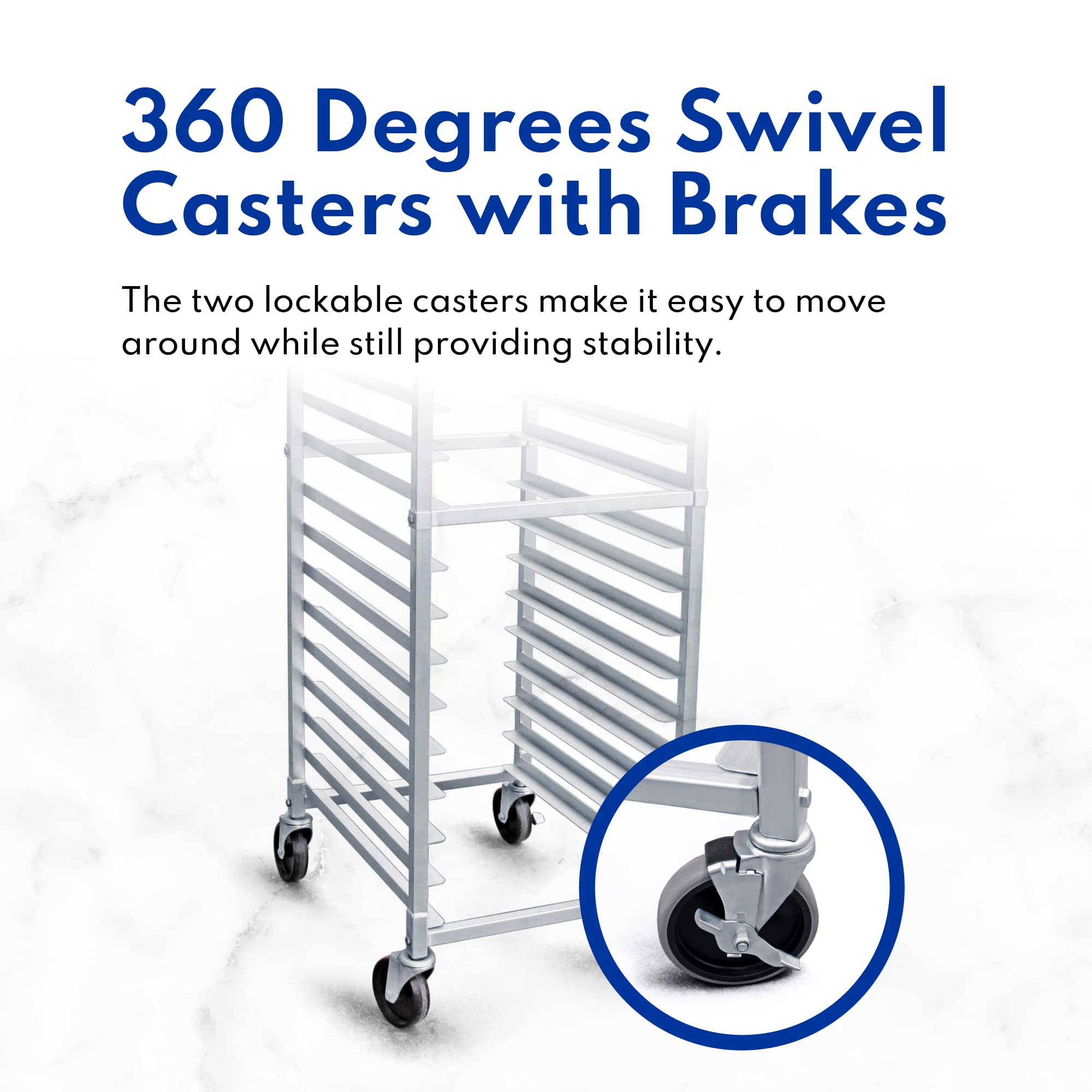 New Star Foodservice 36527 Commercial-Grade Aluminum 20-Tier Sheet Pan/Bun Pan Rack, 26" L x 20" W x 69" H with Brake Wheels Silver