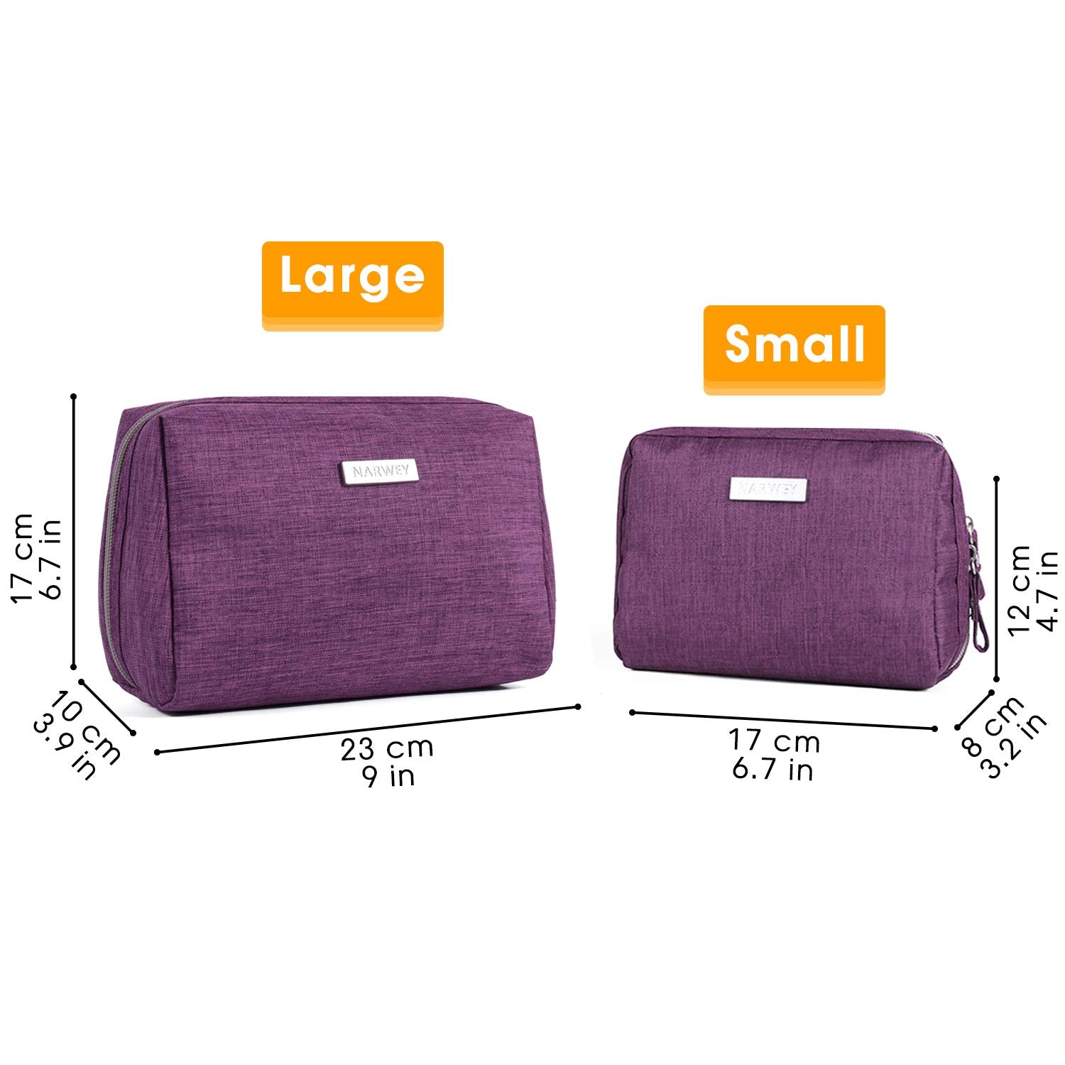 Narwey Large Makeup Bag Travel Cosmetic Bag Organizer Toiletry Bag Make Up Bags Zipper Pouch for Women (Large, Purple)