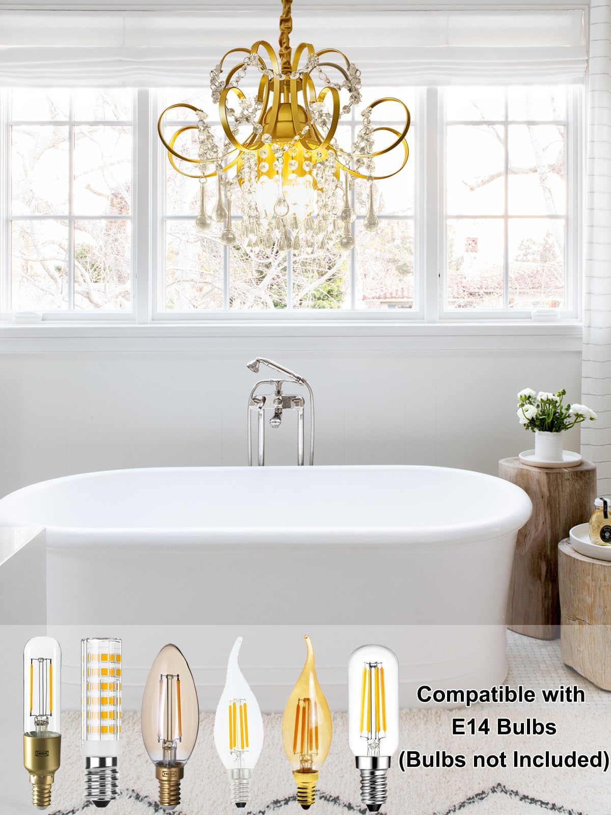 SMGFUNE 3-Light Small Chandelier for Bathroom, Modern Crystal Chandelier for Closet, Gold Light Fixture for Hallway Entryway Foyer Kitchen Island Living Room