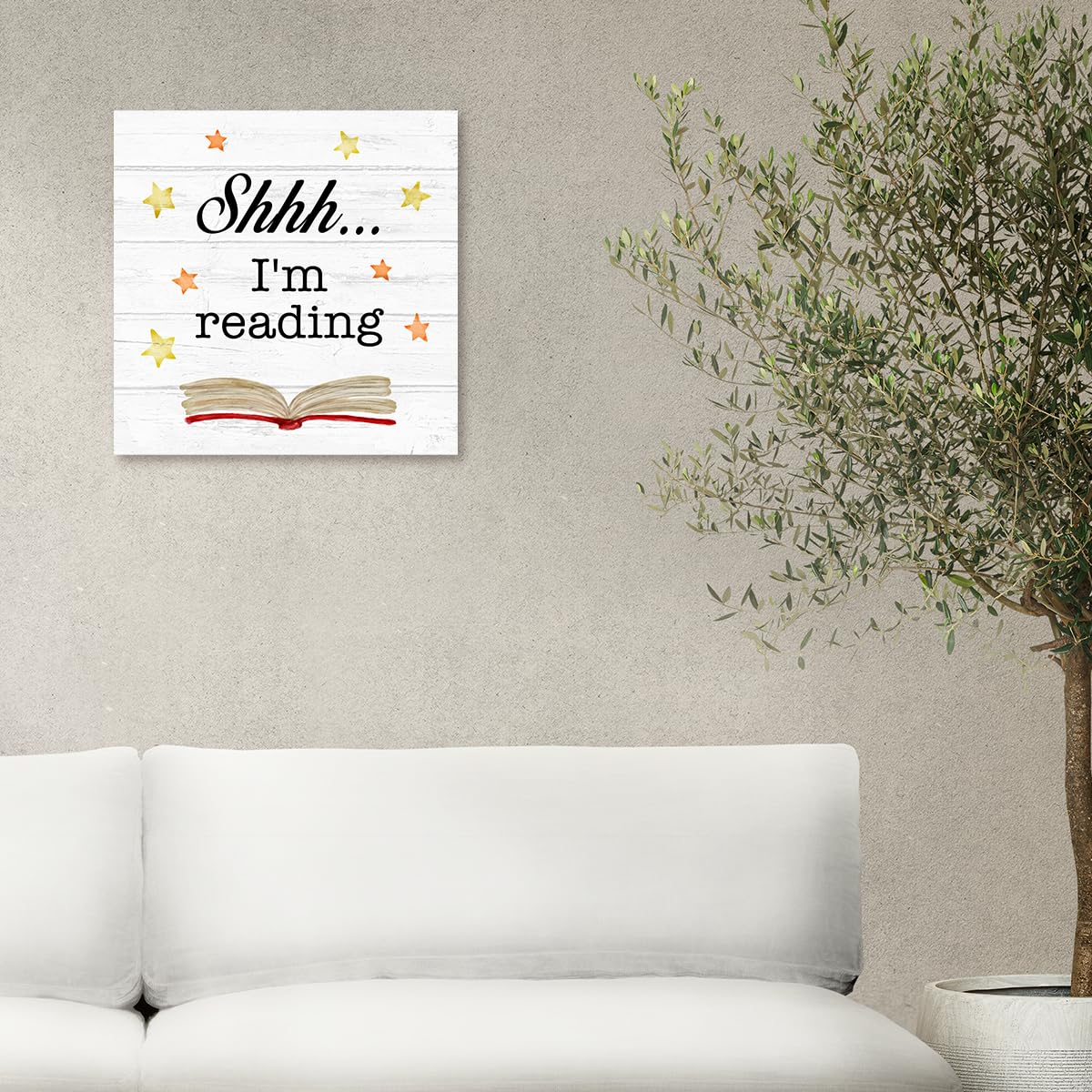 Reading Quotes Shhh I'm Reading Canvas Wall Art Prints Decor Funny Book Lover Poster Painting Framed Artwork for Home Reading Room Library Decorations
