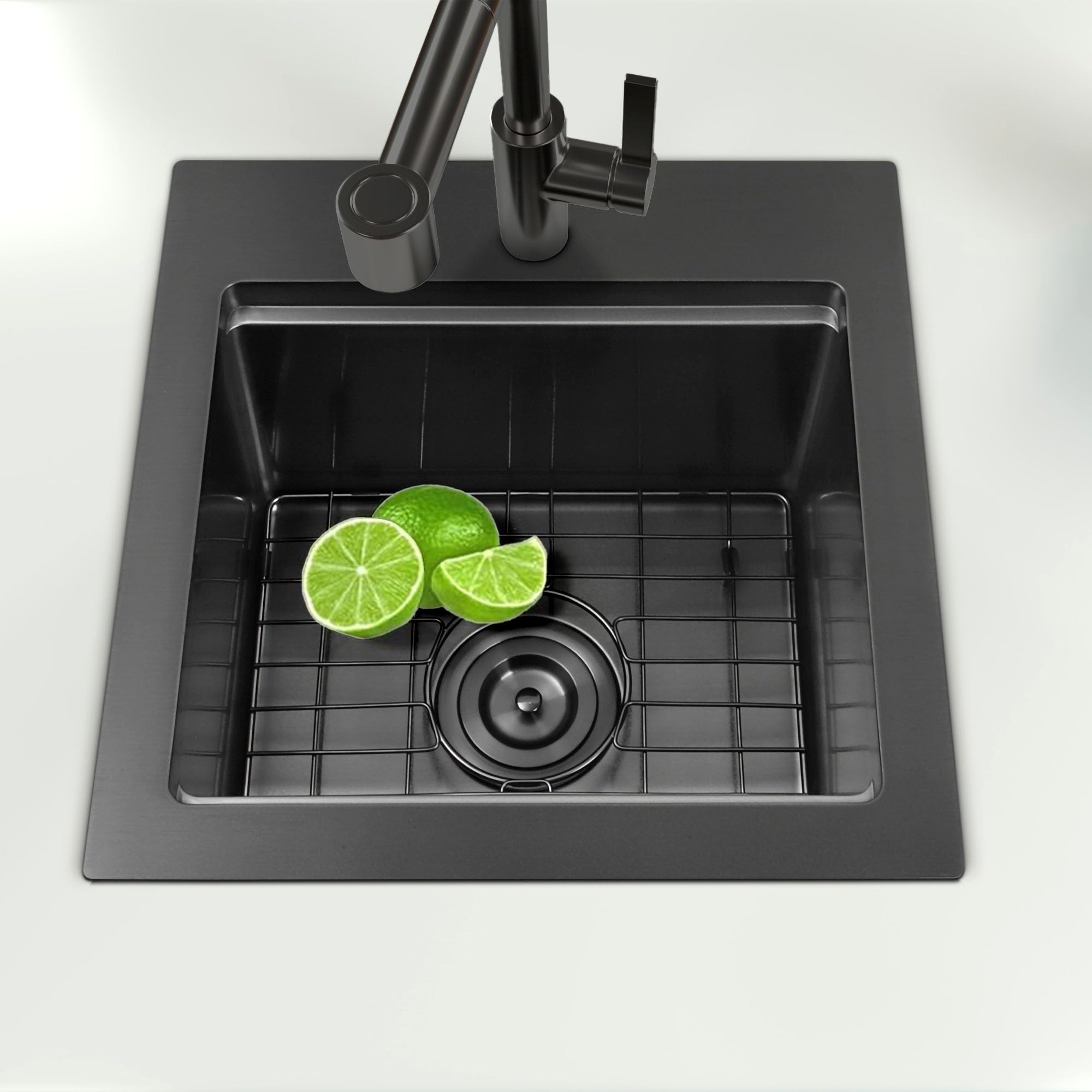 Zeesink Black Bar Sink Drop in,Small RV Sink 17 inch,Wet Bar Sink,Stainless Steel Bar Prep Sink