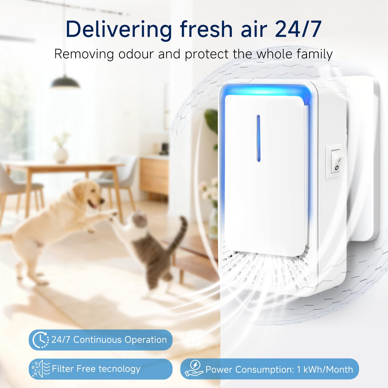 Plug In Air Ionizers - 4Pack Negative Ion Technology Air Purifier, Quiet Mini Air Freshener for Home, Bedroom, Office, Basement - Portable Air Purifiers for Odor, Dust, Smoke, Pets Smell