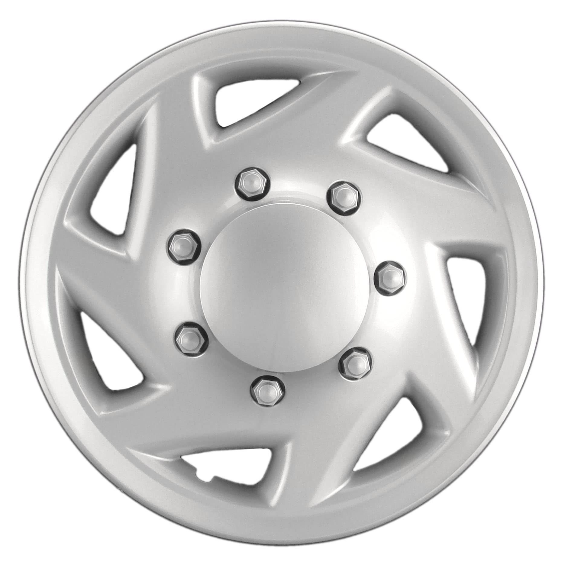 Hubcaps.com - Premium Quality 16" Silver Hubcaps/Wheel Covers fits Ford Van, One-Piece Heavy Duty Construction (Set of 4)
