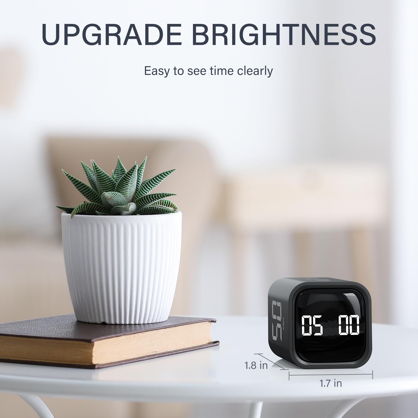 Rotating Pomodoro Timer 5, 25, 10 50 Minutes Preset, Desk Productivity Timer w/Gravity Sensor, Cube Timer for ADHD, Vibration/High/Low Volume/Custom Modes, for Work, Study, Back to School, Kitchen