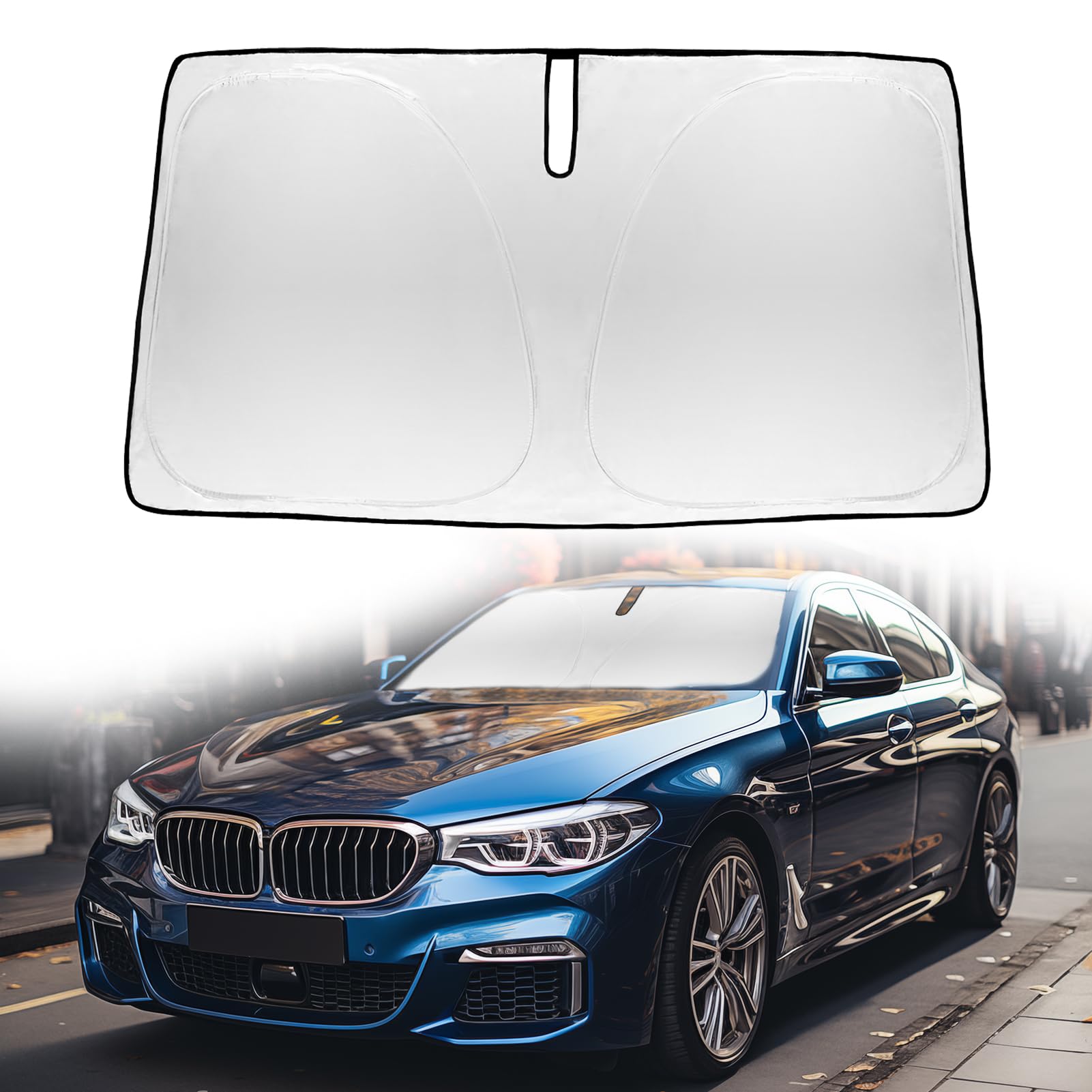 Windshield Sun Shade Sunshade Custom Fit for 2018-2023 2024 BMW 5 Series Windshield Cover for 5-Series 525i, 520i 528i 530i 535d 535i 550i Window Shade Sun Visor Protector 240T Refleactive Blocks UV