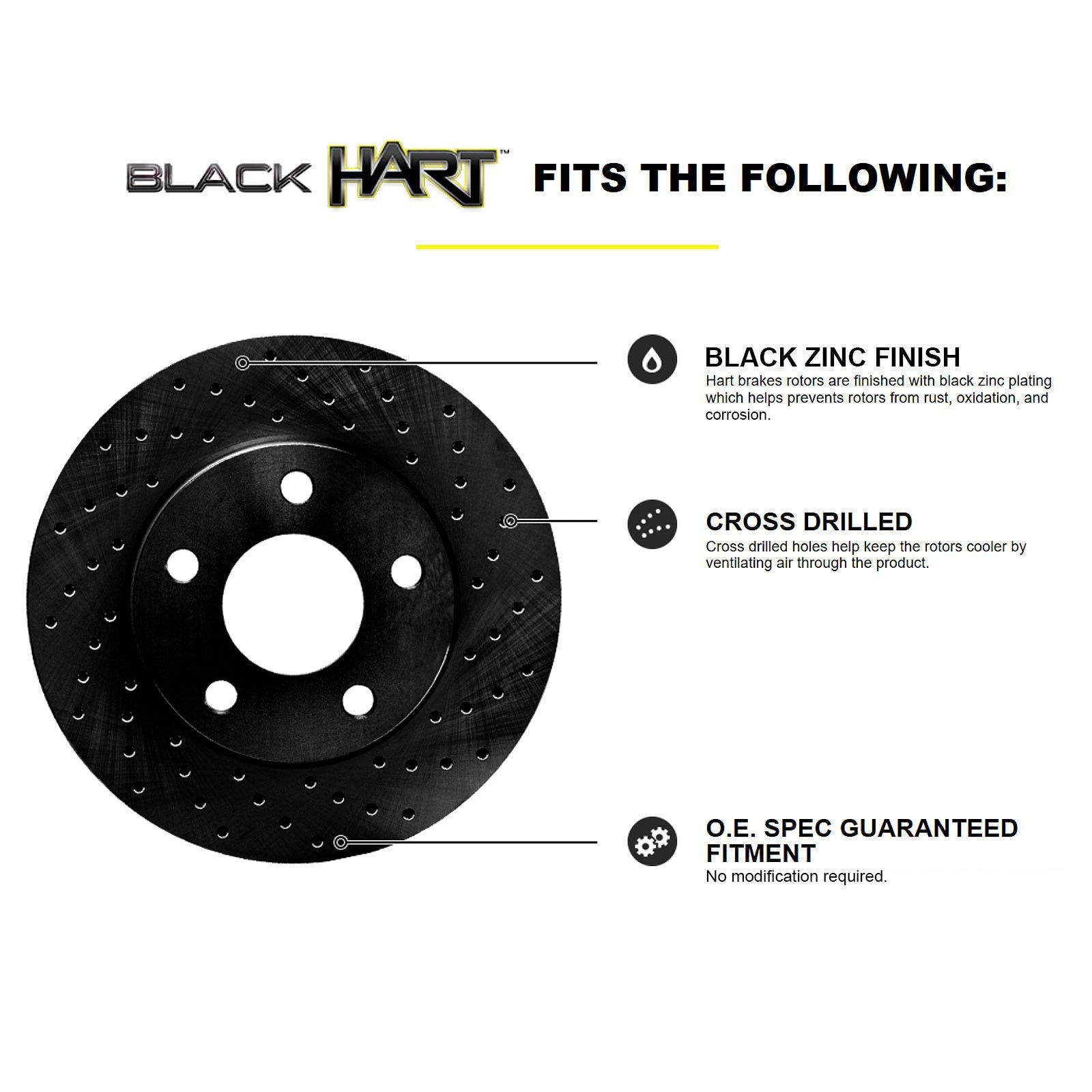Hart Brakes Front Brakes and Rotors Kit |Front Brake Pads| Brake Rotors and Pads| Ceramic Brake Pads and Rotors |fits 2011-2018 BMW X5, 2011-2019 BMW X6