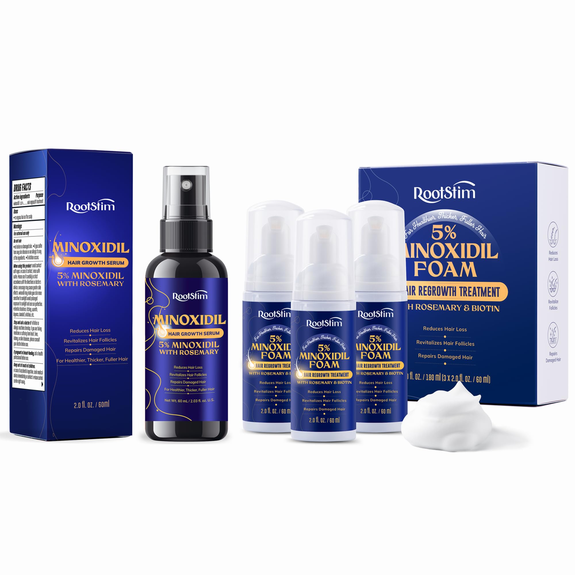 Hair Growth Serum (60ml) + Hair Growth Foam (6 fl.oz), Extra Strength Hair Care Set for Thinning Hair and Scalp Support