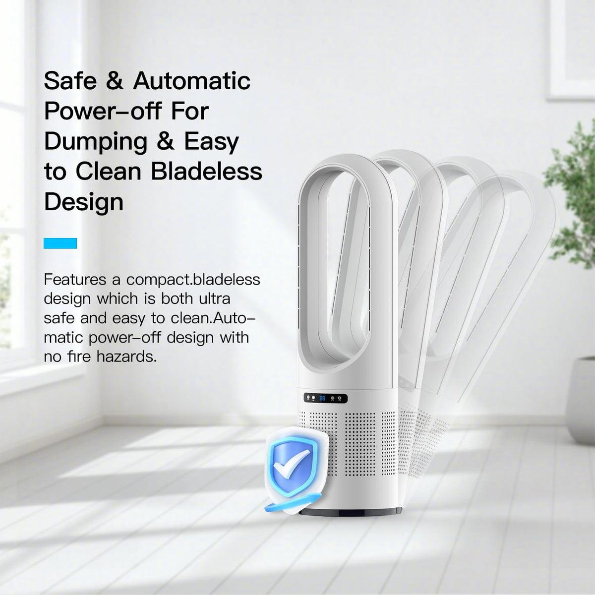 3 IN 1 Tower Fan, 31.5Inch Cooling & Heating Bladeless Fan, Floor Fan Combo 80° Oscillating with Remote, 8H Timer for Indoor, Bedroom, Home Office Room(White)