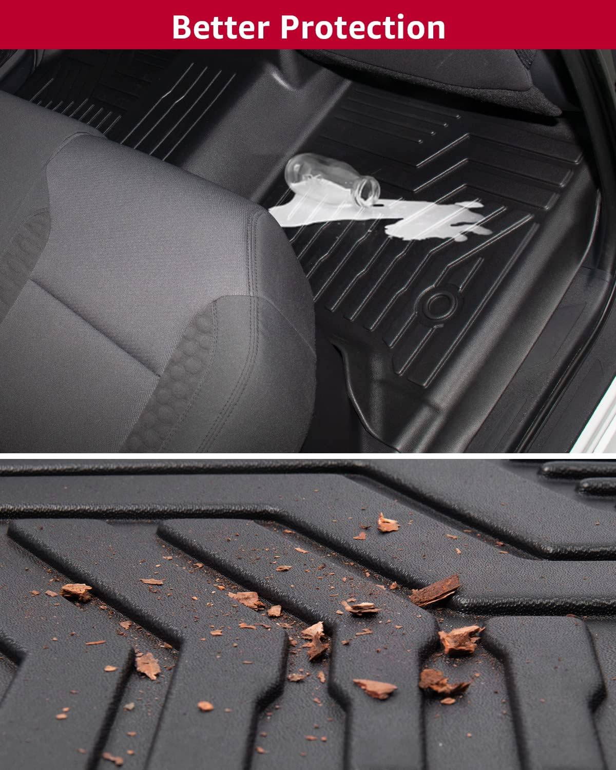 Floor Mats Compatible with Toyota Tundra 2022 2023 2024 2025 CrewMax Interior Accessories Front & 2nd Row Liner All-Weather Guard Seat Floor Protection