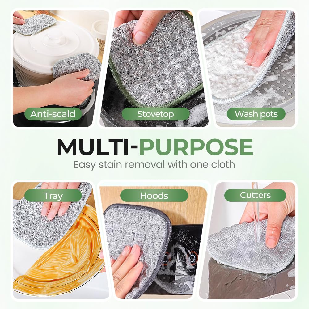2025 Upgraded Multipurpose Wire Dishwashing Rags for Wet and Dry, Reusable Metal Scrubbing Pads Sponge Cloths, Non-Scratch Wire Dishcloth for Cleaning Kitchen Dishes Sinks (5PCS)