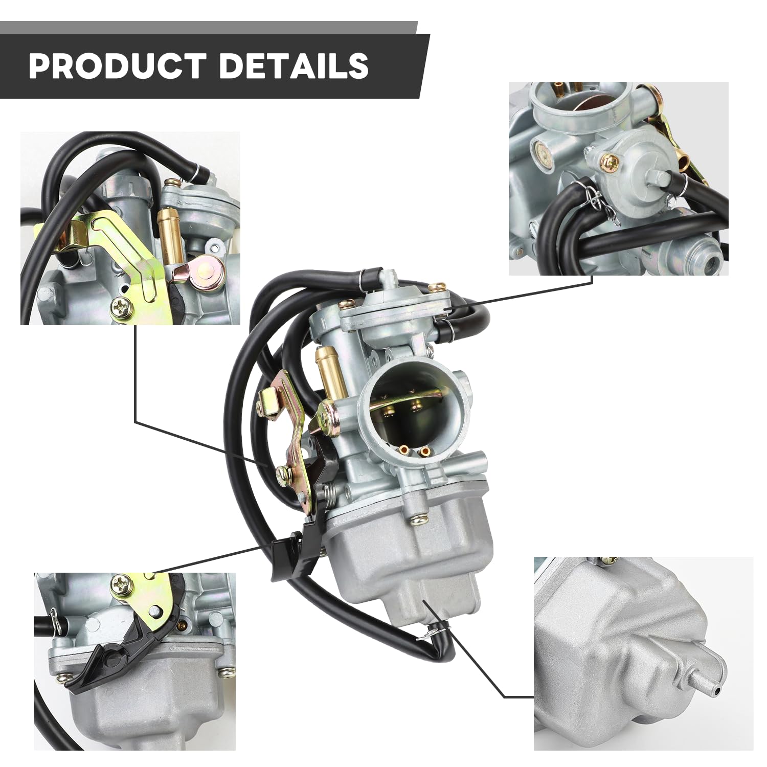 Carburetor for Honda TRX 250 Recon 250 TRX250TE TRX250TM 1997-2001 2002-2007 Upgrade KIT With Fuel Tank Petcock Valve & Air Filter & spark plug