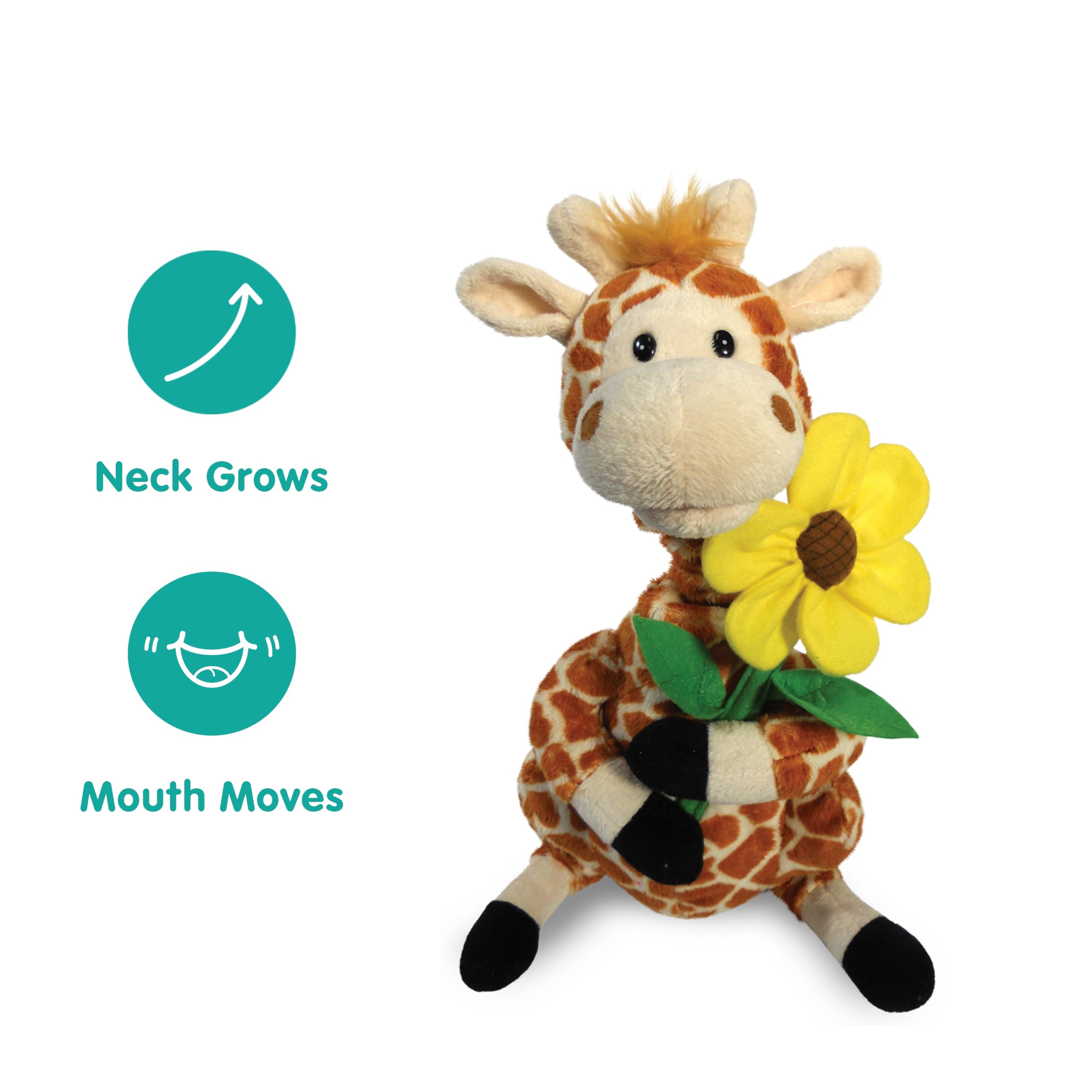 Cuddle Barn - Gerry | Giraffe Animated Stuffed Animal Plush, Neck Grows and Sings Your Love Lifts Me Higher 12 inches