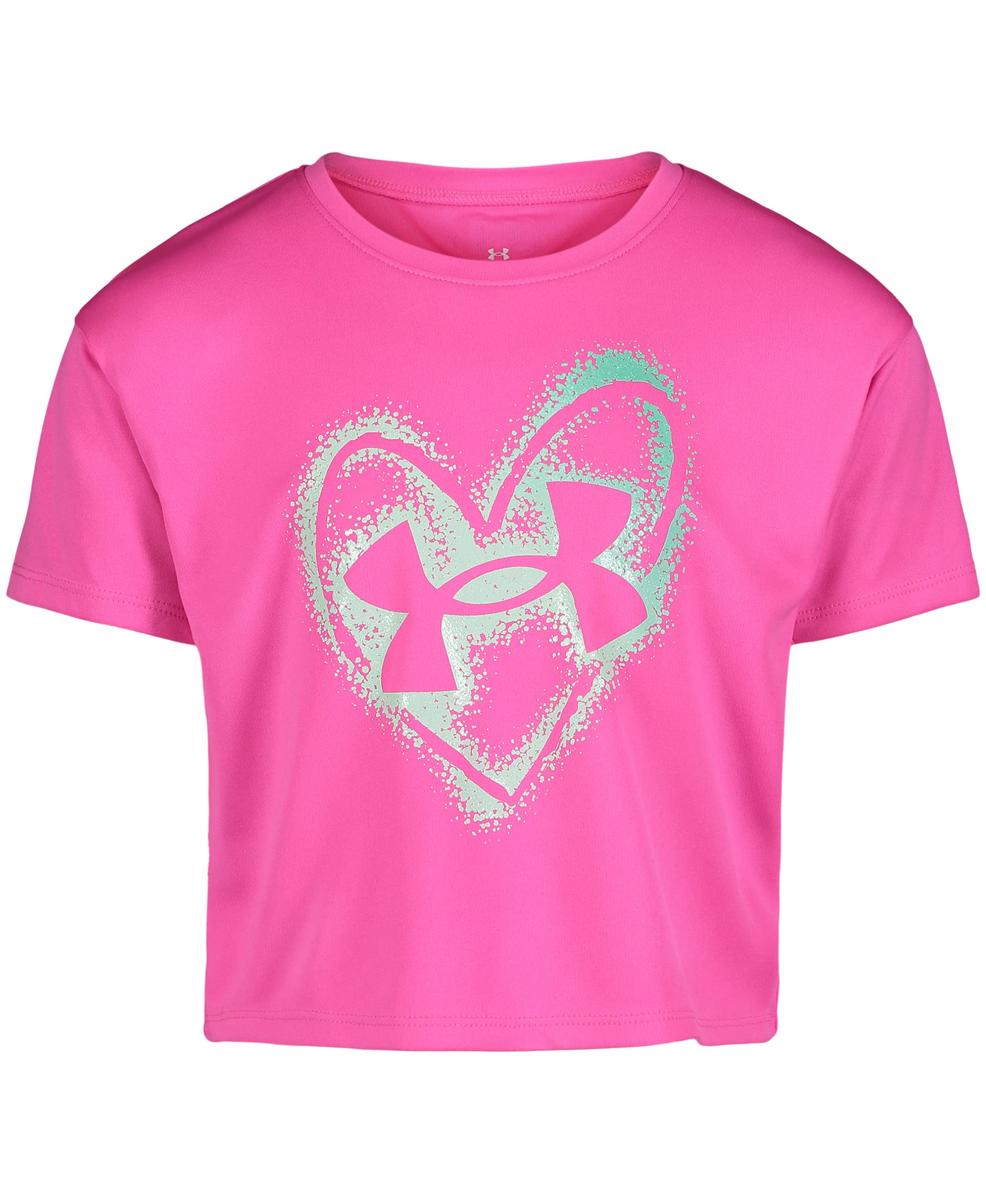 Under Armour Womens Short Sleeve Shirt, Crewneck, Lightweight and Breathable Athletic-t-shirts, Rebel Pink Heart, 6 US