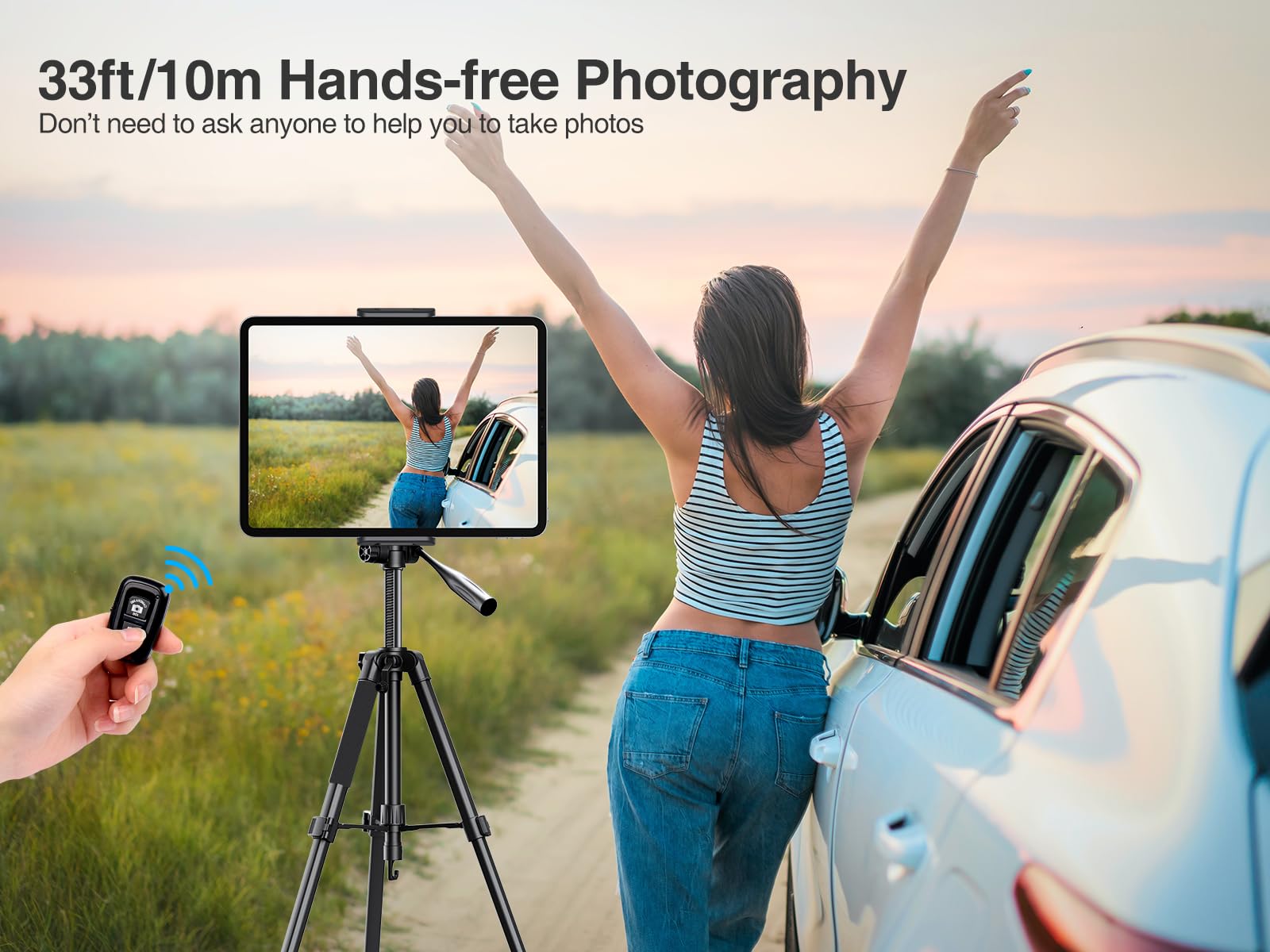 Elitehood 68" Heavy Duty iPad Tripod, Ultra-Stable Camera Tripod for iPad Pro 12.9, iPad Stand Mount for Video Recording/Photography, Compatible with 4.7-13inch Tablet/iPad Pro/Webcam/DSLR