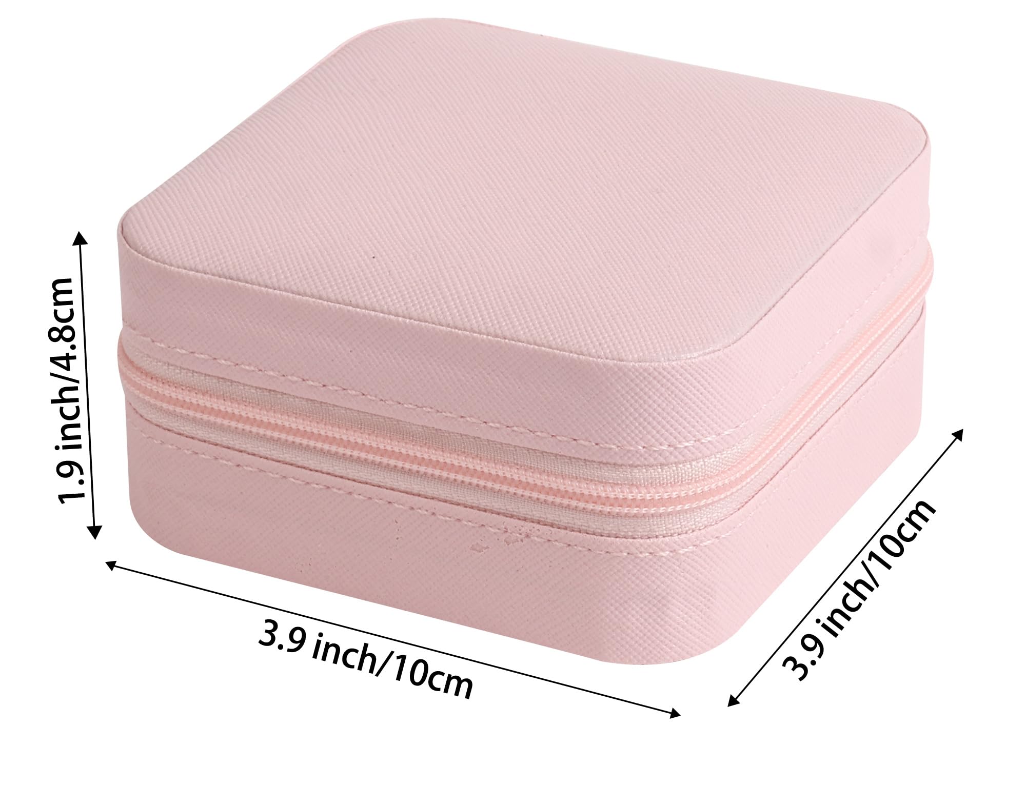 OceeK Mini Jewelry Travel Case,Pink Travel Jewelry Case,Small Travel Jewelry Organizer, PU Leather Travel Jewelry Organizer Box Double Layer Travel Accessories,Pink,1 Pack